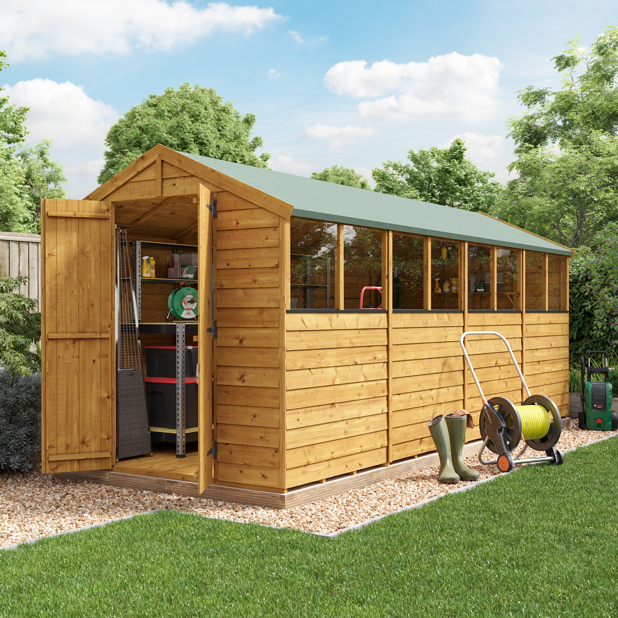 BillyOh Keeper Overlap Apex Shed - 16x6 Overlap Apex Windowed