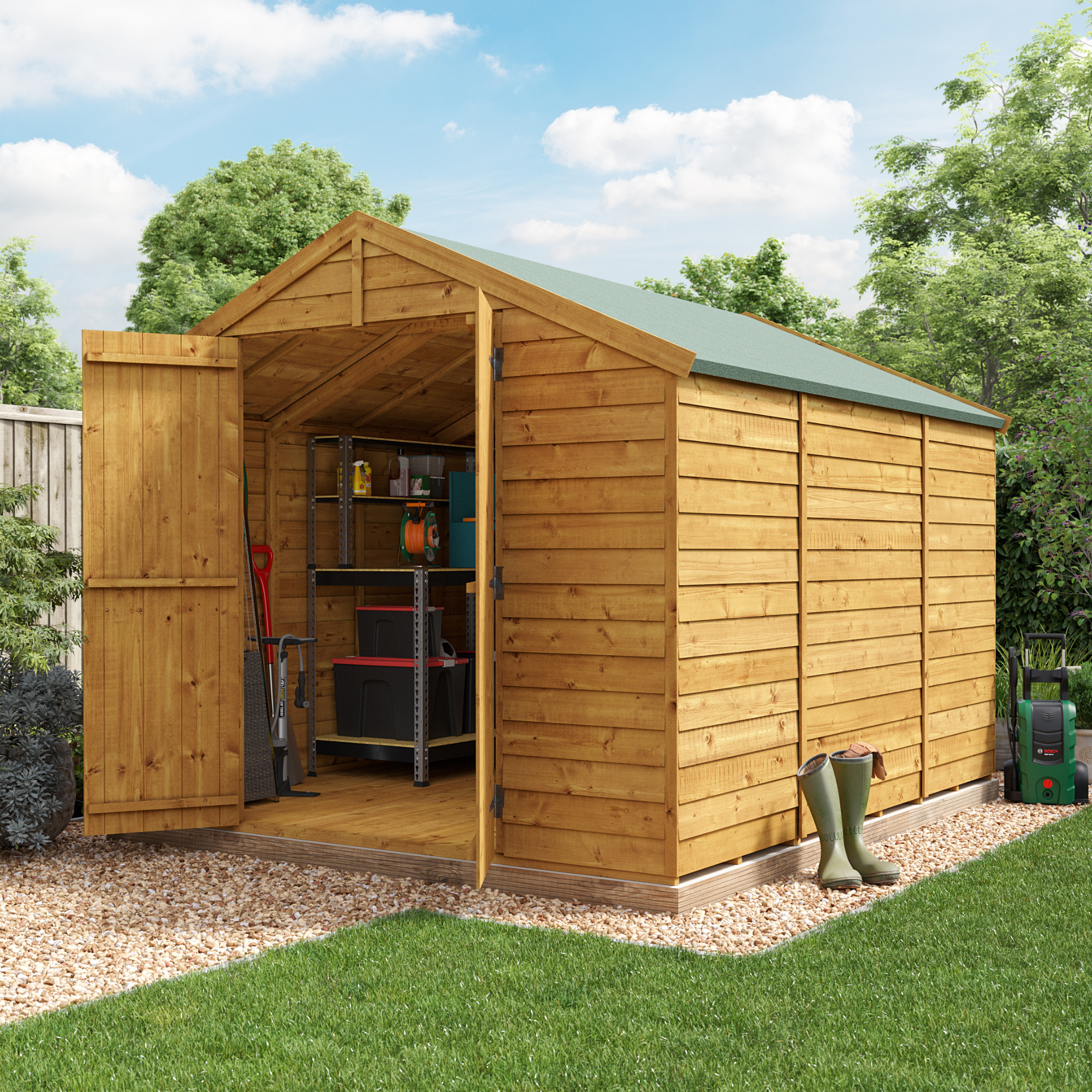10 x 8 Shed - BillyOh Keeper Overlap Apex Wooden Shed - Windowless 10x8 Garden Shed