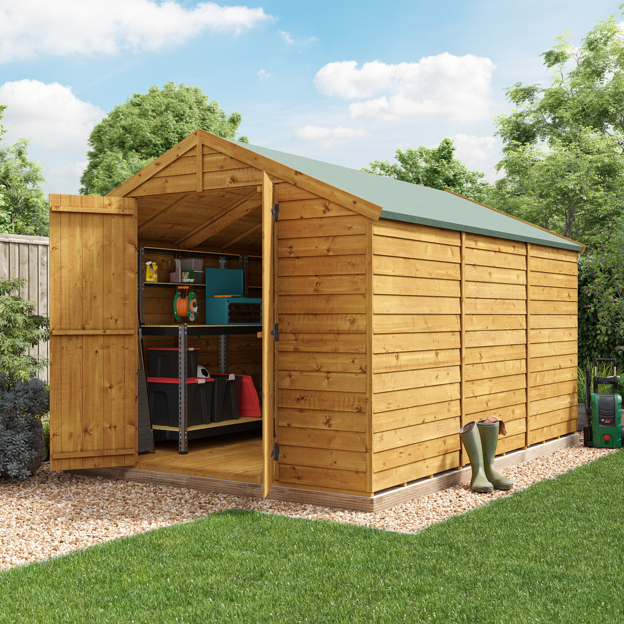 12 x 8 Shed - BillyOh Keeper Overlap Apex Wooden Shed - Windowless 12x8 Garden Shed