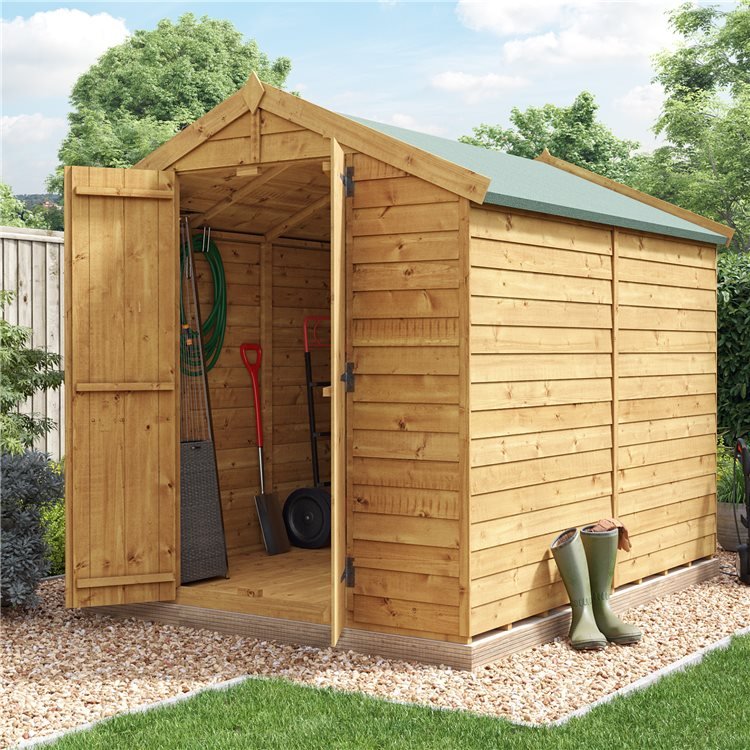 8 x 6 Pressure Treated Shed - BillyOh Keeper Overlap Apex Wooden Shed - Windowless 8x6 Garden Shed