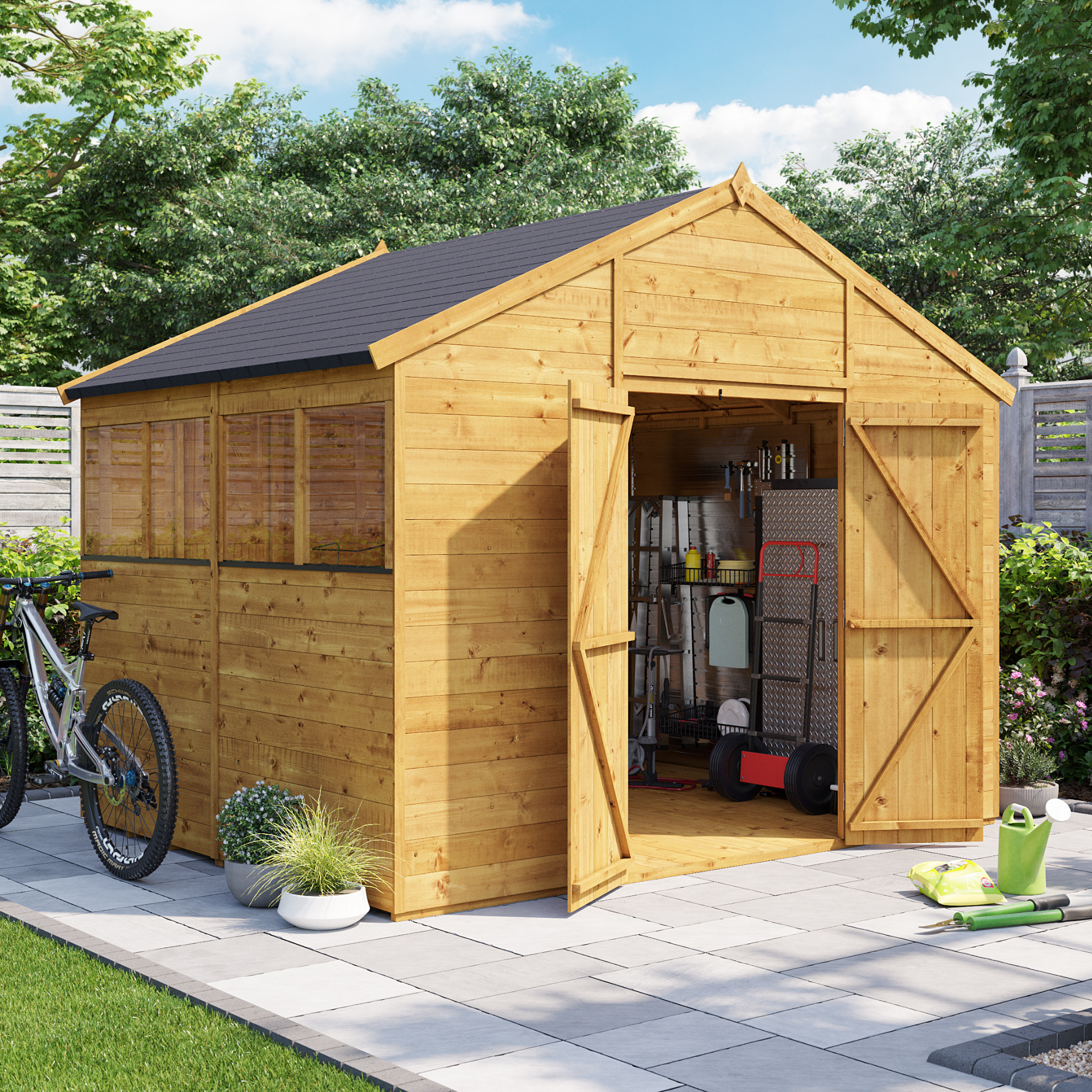 Billyoh Expert Tongue And Groove Apex Workshop Garden Shed 8x10 T G Apex Windowed Wooden Shed 8 X 10ft