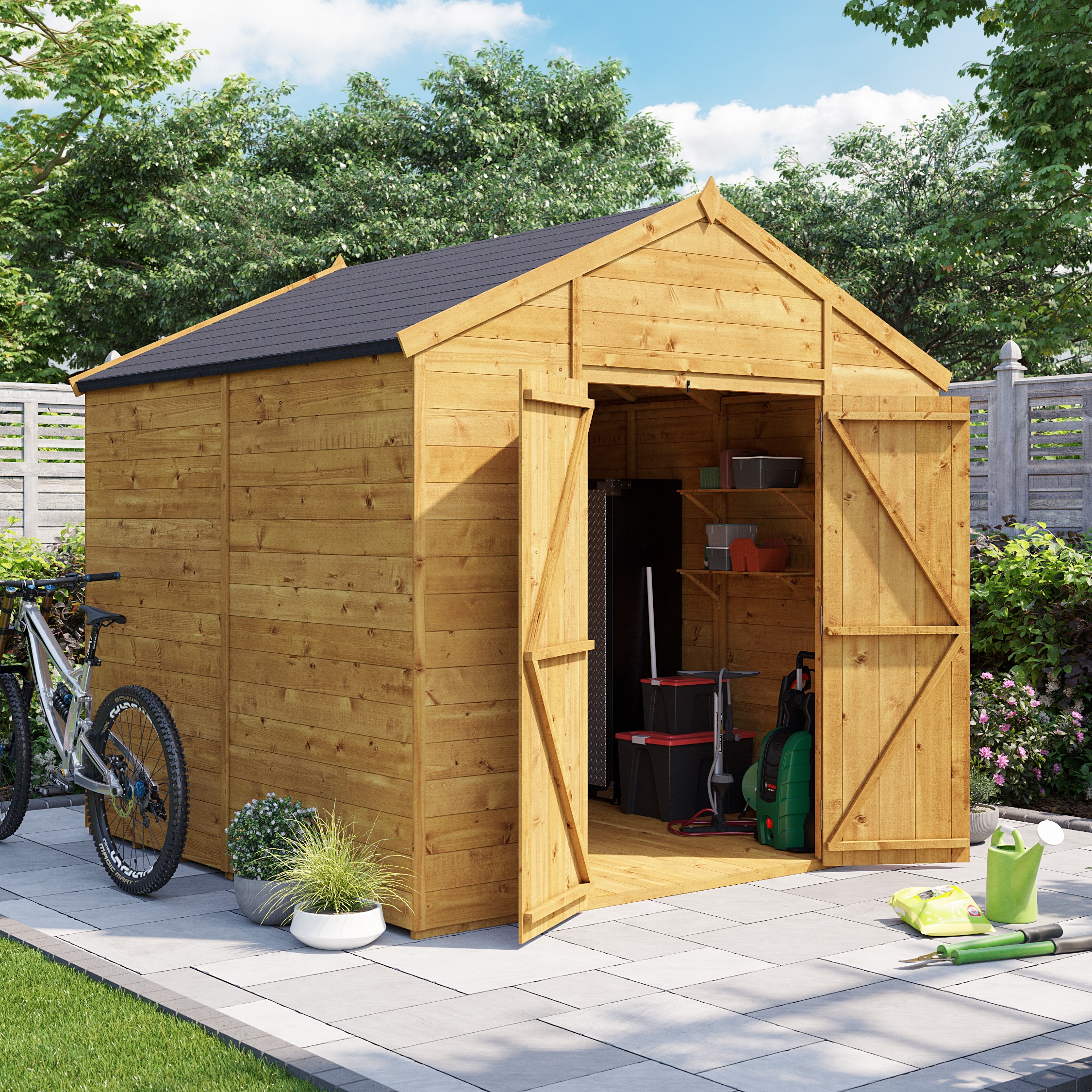 Billyoh Expert Tongue And Groove Apex Wooden Shed Workshop Pt8x8 T G Apex Windowless Garden Shed 8 X 8ft