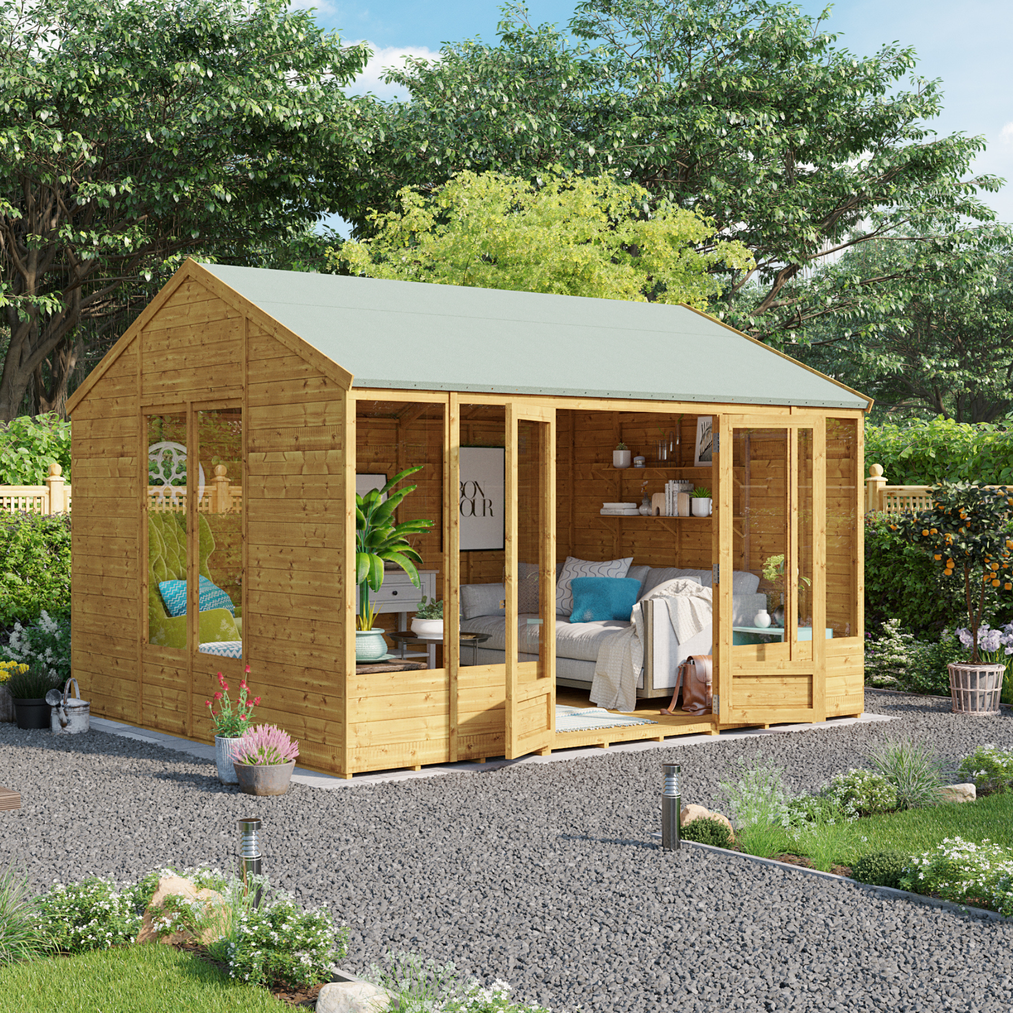 12x10 Petra Tongue and Groove Reverse Apex Summerhouse -BillyOh
