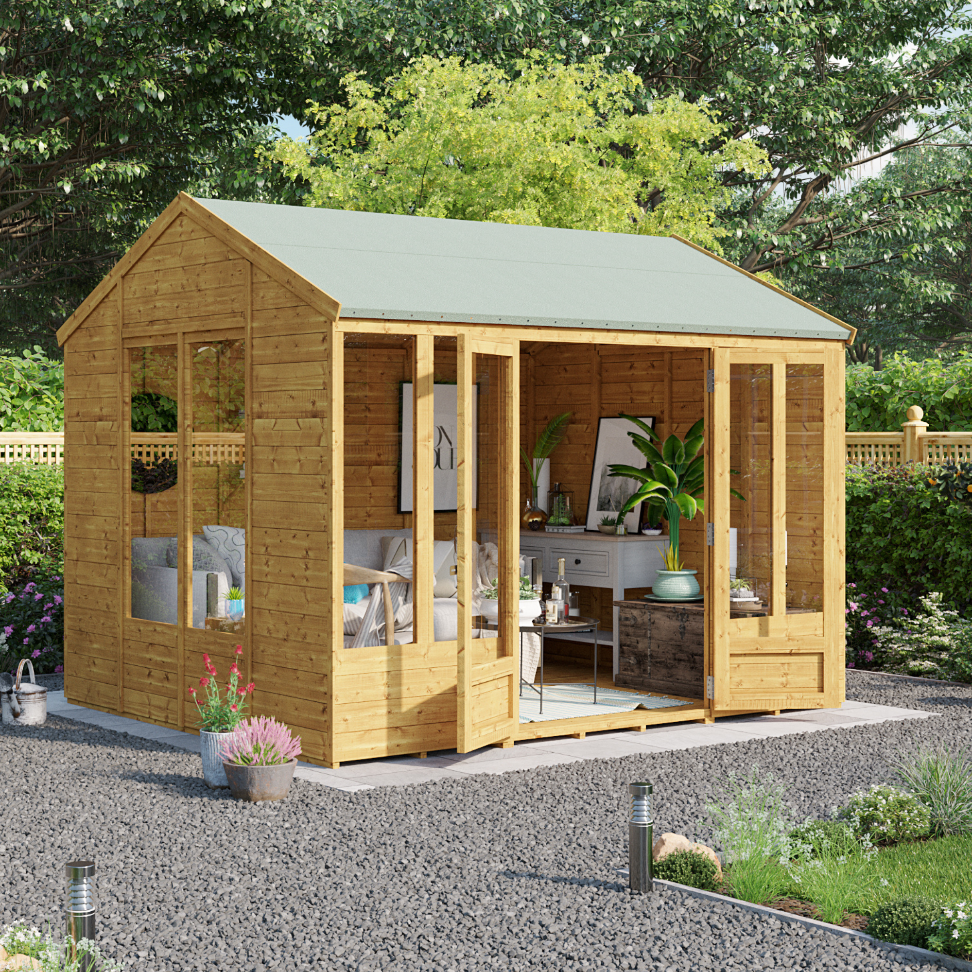 10x8 Petra Tongue and Groove Reverse Apex Summerhouse -PT BillyOh