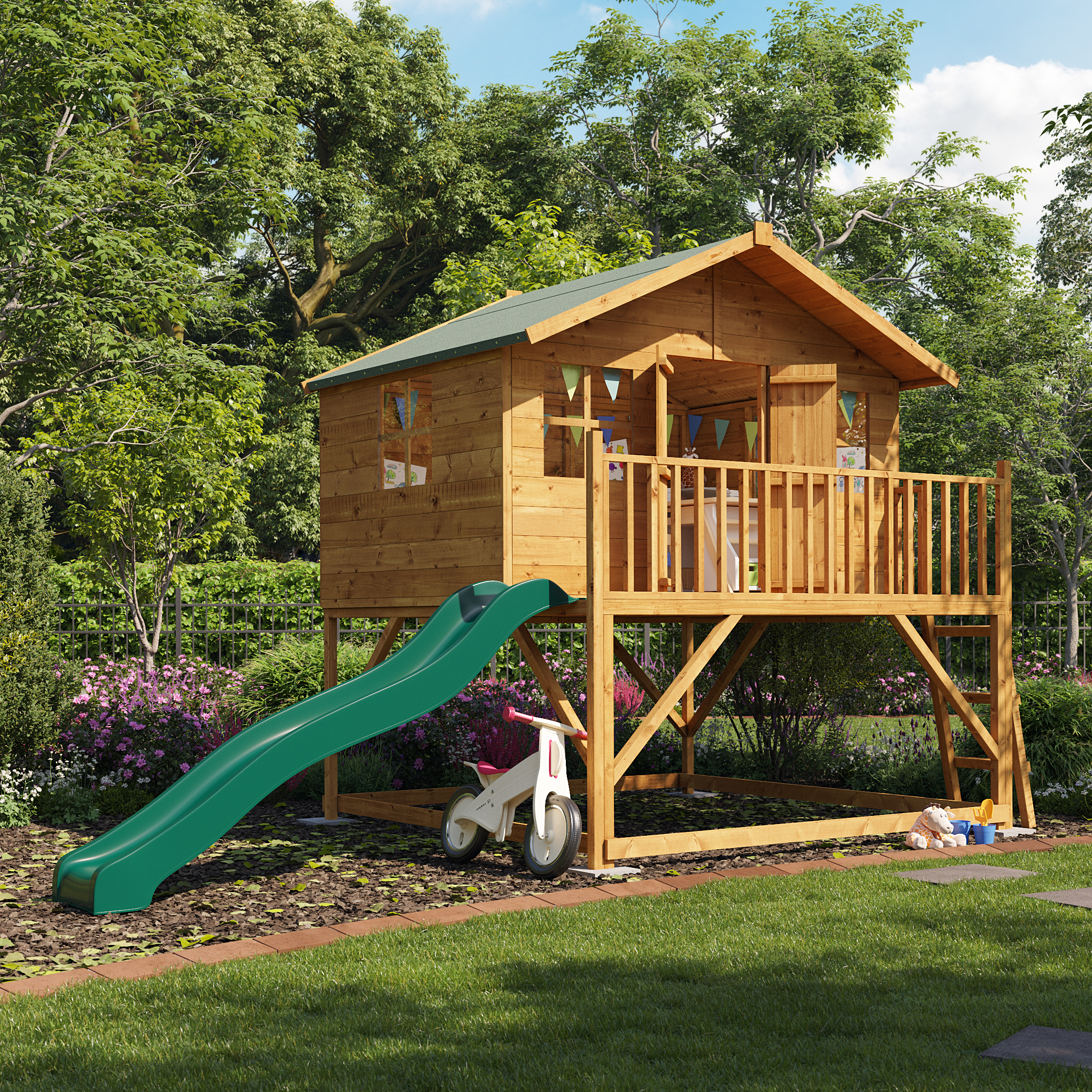 BillyOh Lollipop Max Wooden Playhouse With Slide