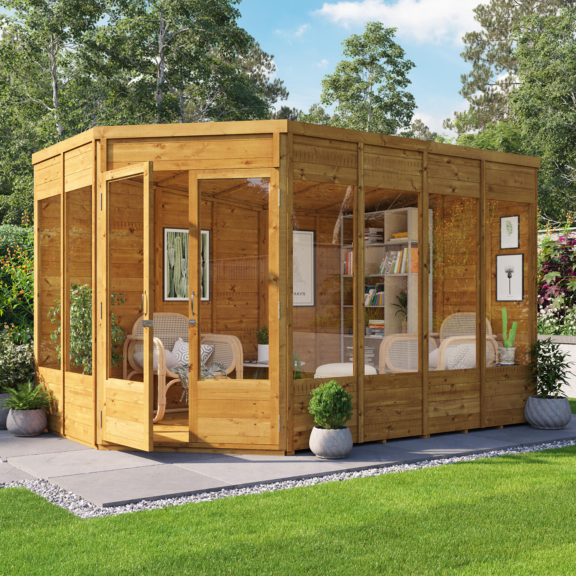 11x7 Renna T&G Corner Summer House - With Roof and Floor - BillyOh