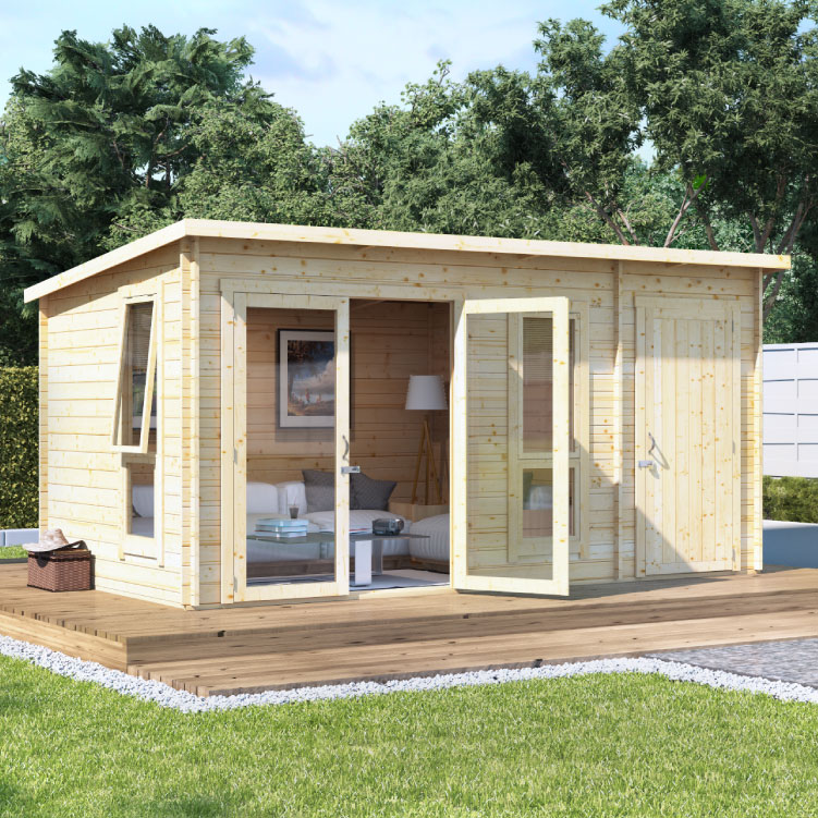 BillyOh Tianna Log Cabin Summerhouse with Side Store - 14x8 Tianna 19mm