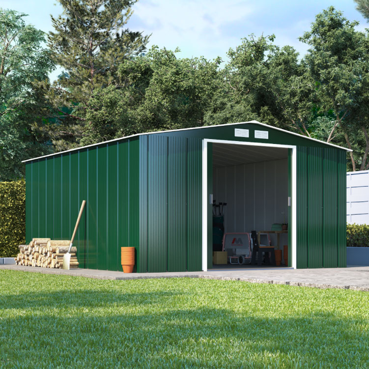 Billyoh Partner Eco Apex Roof Metal Shed 10x8 Apex Eco