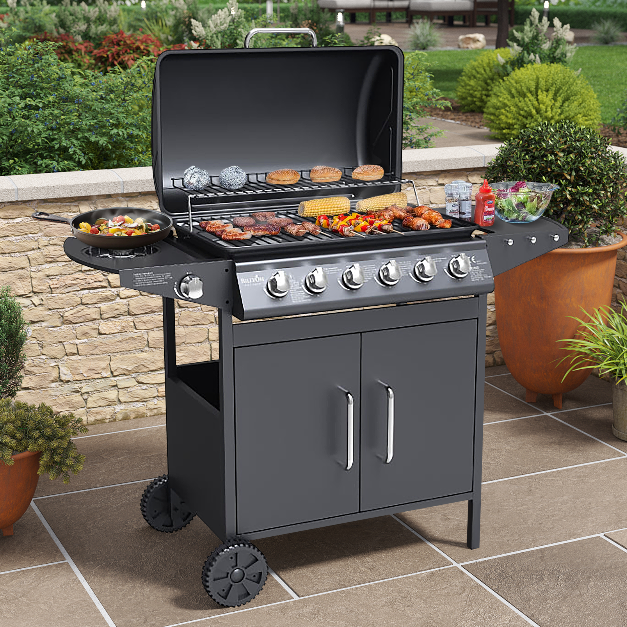 Click to view product details and reviews for 61 Hooded Gas Bbq With Side Burner Black Billyoh Matrix.