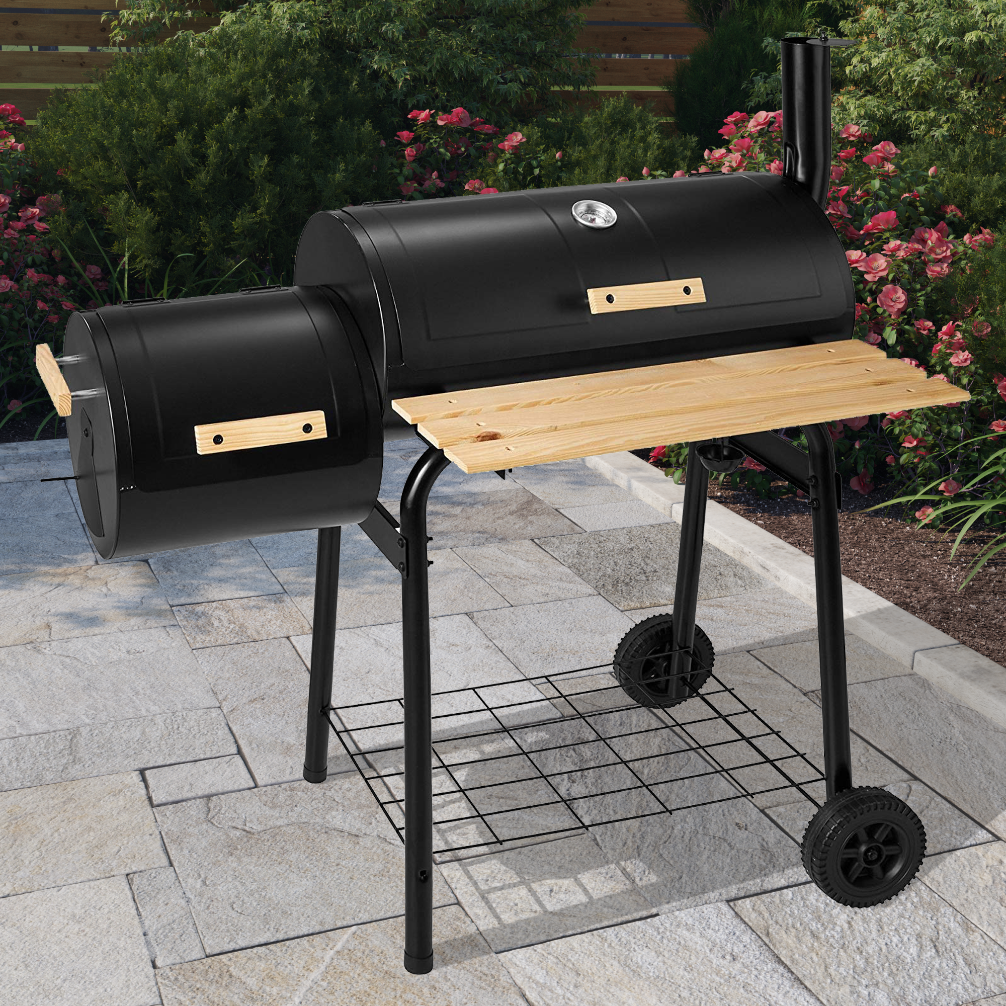 Billyoh Smoker Bbq Charcoal Grill Full Drum Offset Smoker Barbecue Portable Full Drum