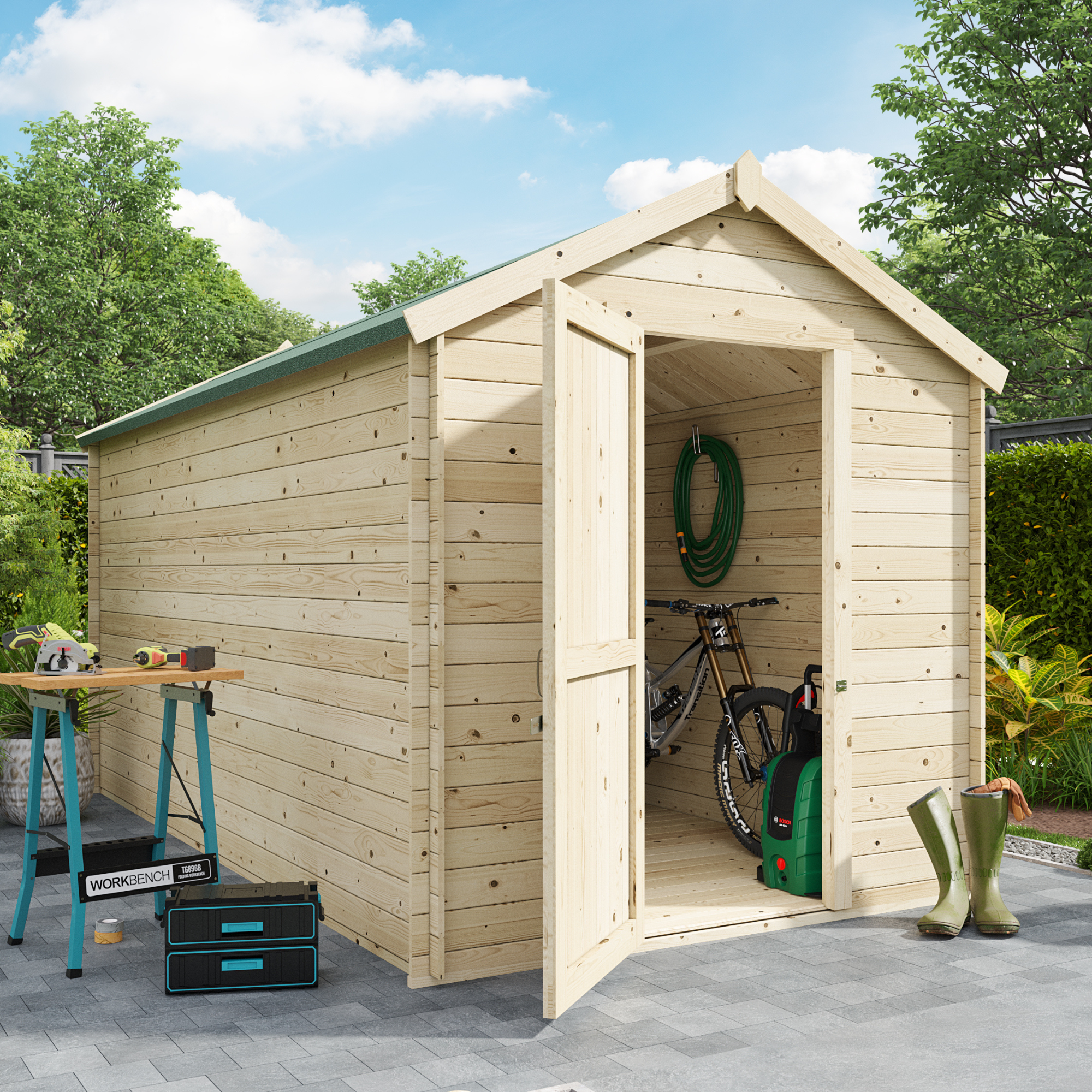 Billyoh Pro Apex Log Cabin Shed Pt W2 0m X D4 0m 7 X 13ft 19mm