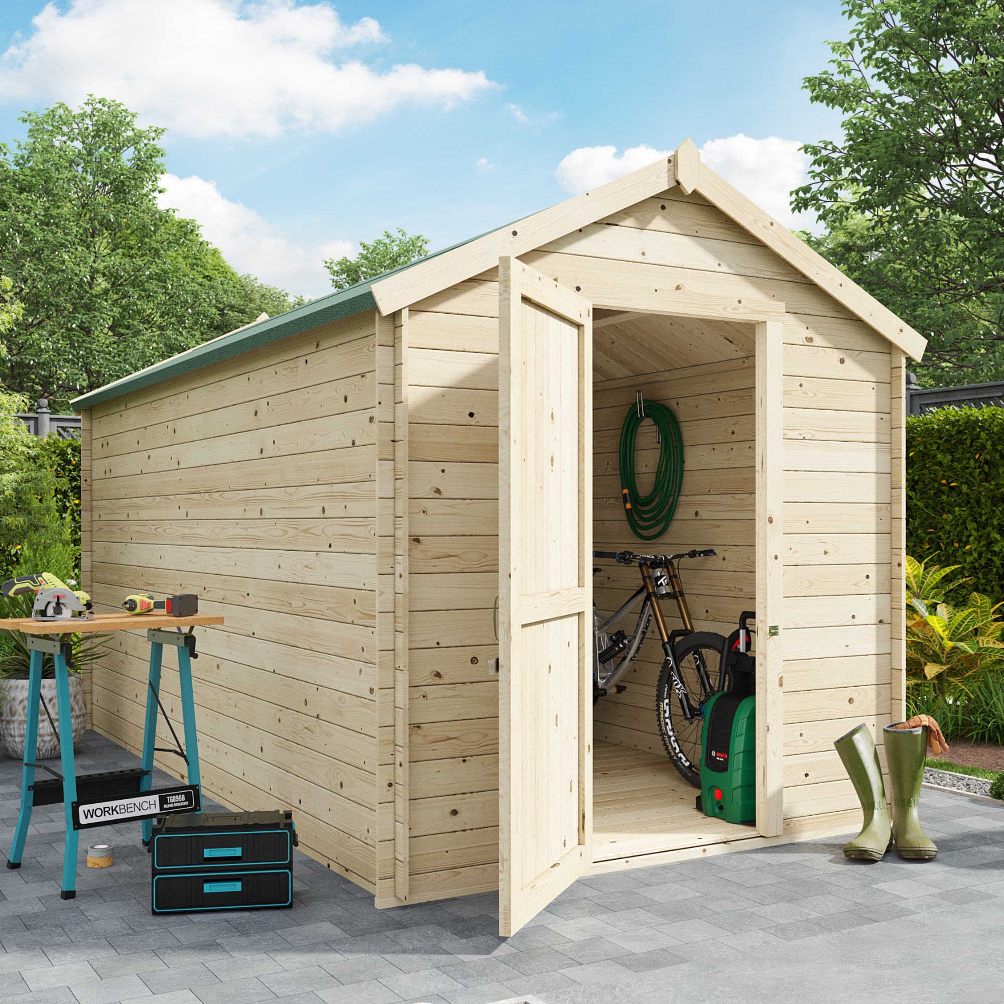 BillyOh Pro Apex Log Cabin - W2.1m x D3.9m - 19mm Tongue & Groove Walls & Wide Door