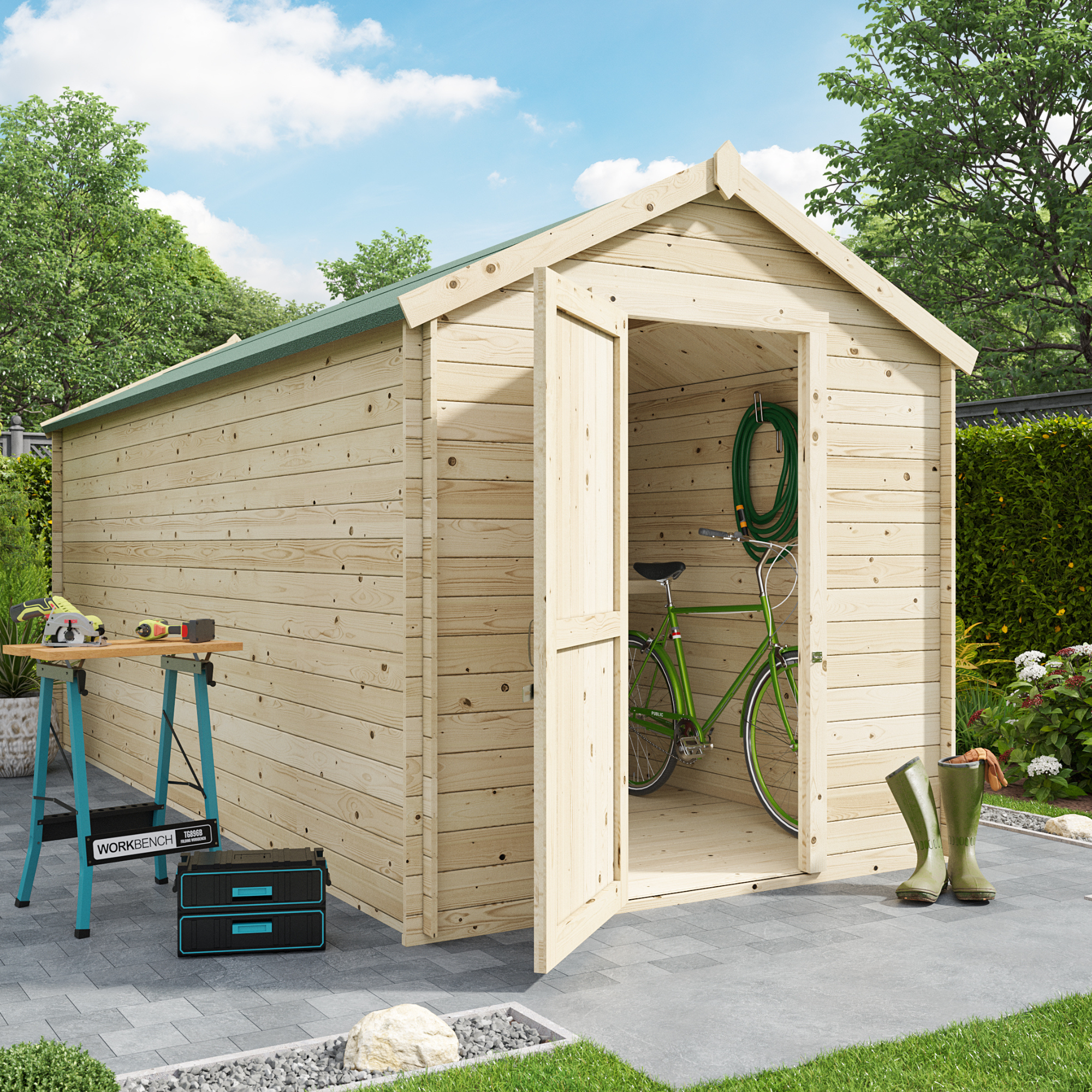 BillyOh Pro Apex Log Cabin - W2.1m x D4.5m - 19mm Tongue & Groove Walls & Wide Door