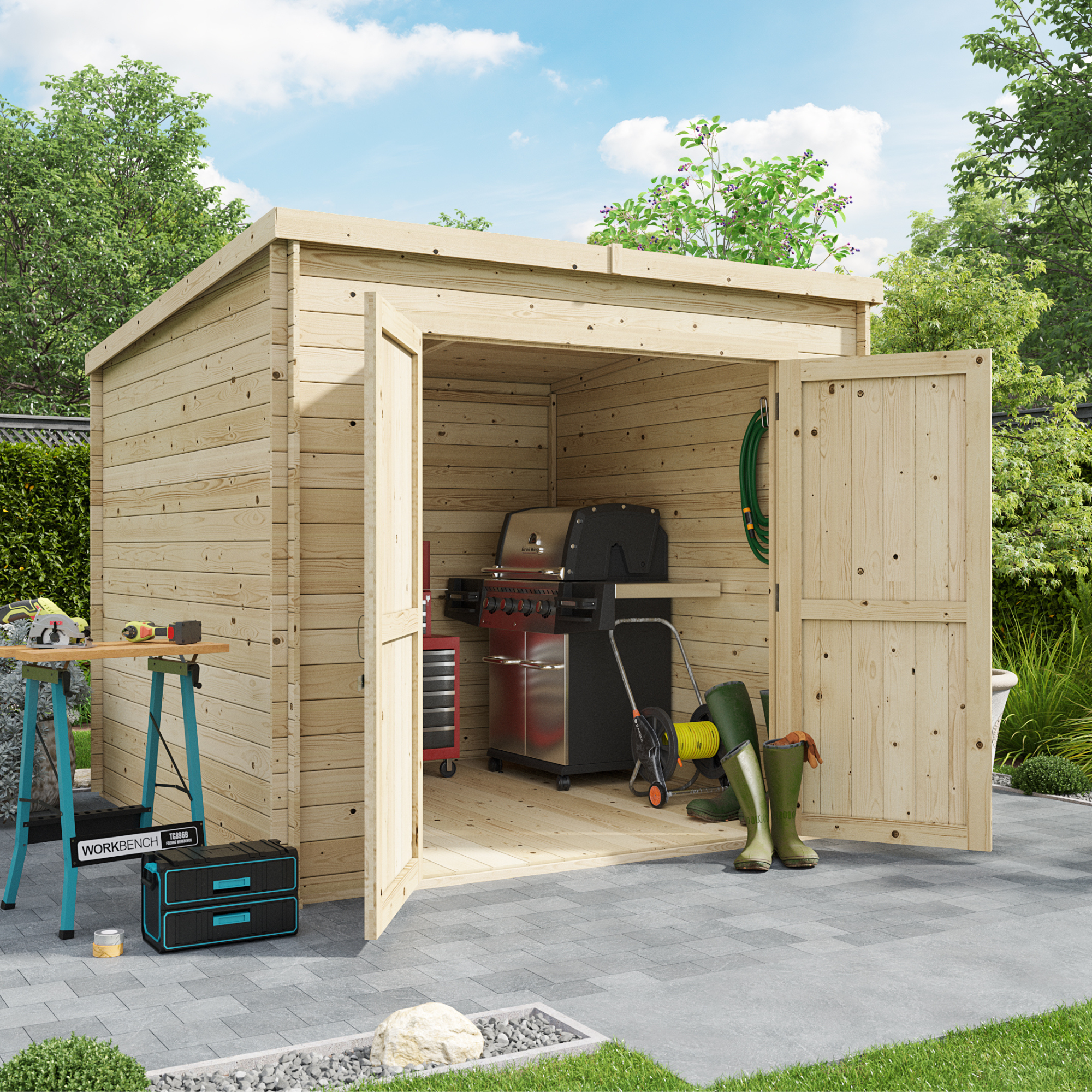 Billyoh Pro Pent Log Cabin W2 4m X D2 4m 28mm Tongue Groove Walls Log Cabin Shed