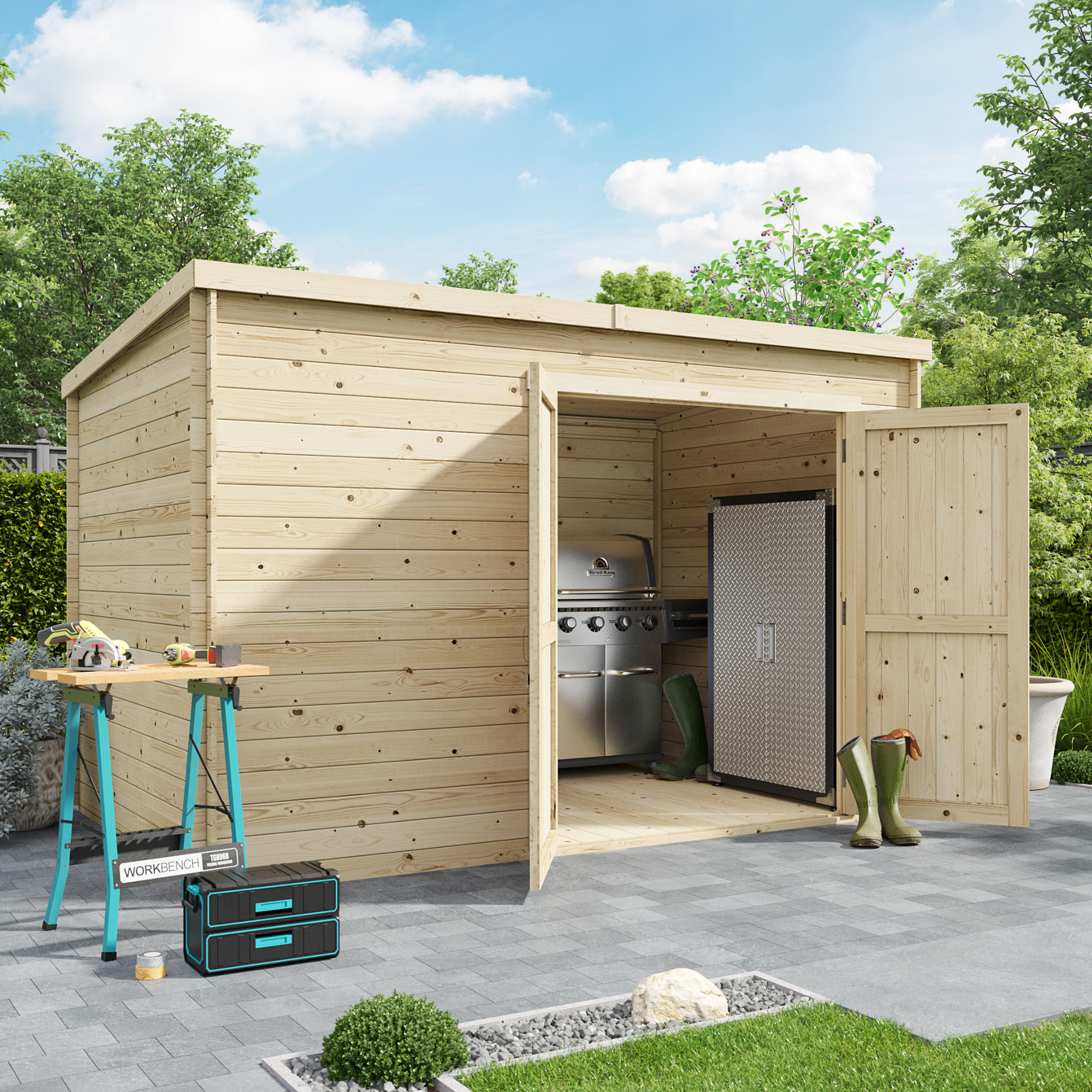 BillyOh Pro Pent Log Cabin - W3.3m x D2.1m - 28mm Tongue & Groove Walls