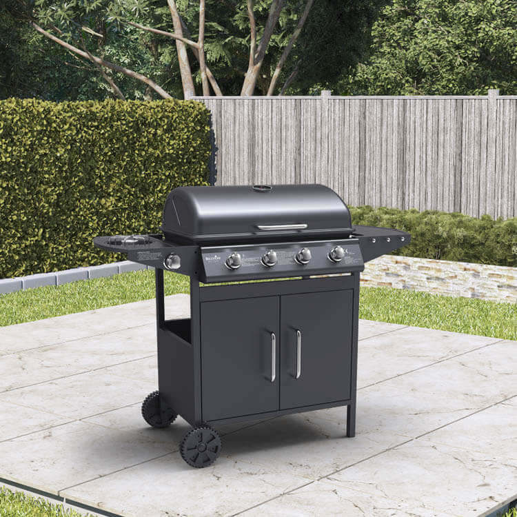 BillyOh Huntsville Silver 4 Burner BBQ + Side Bruner Inc Cover & Regulator