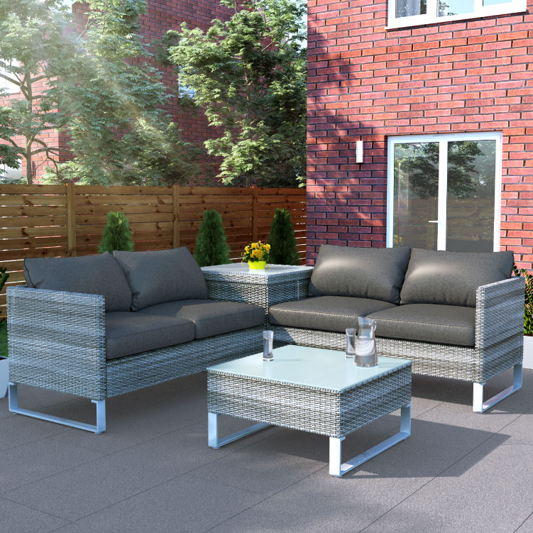 Billyoh Salerno 4 Seater Outdoor Rattan Garden Furniture Corner Sofa Set With Storage 4 Seater