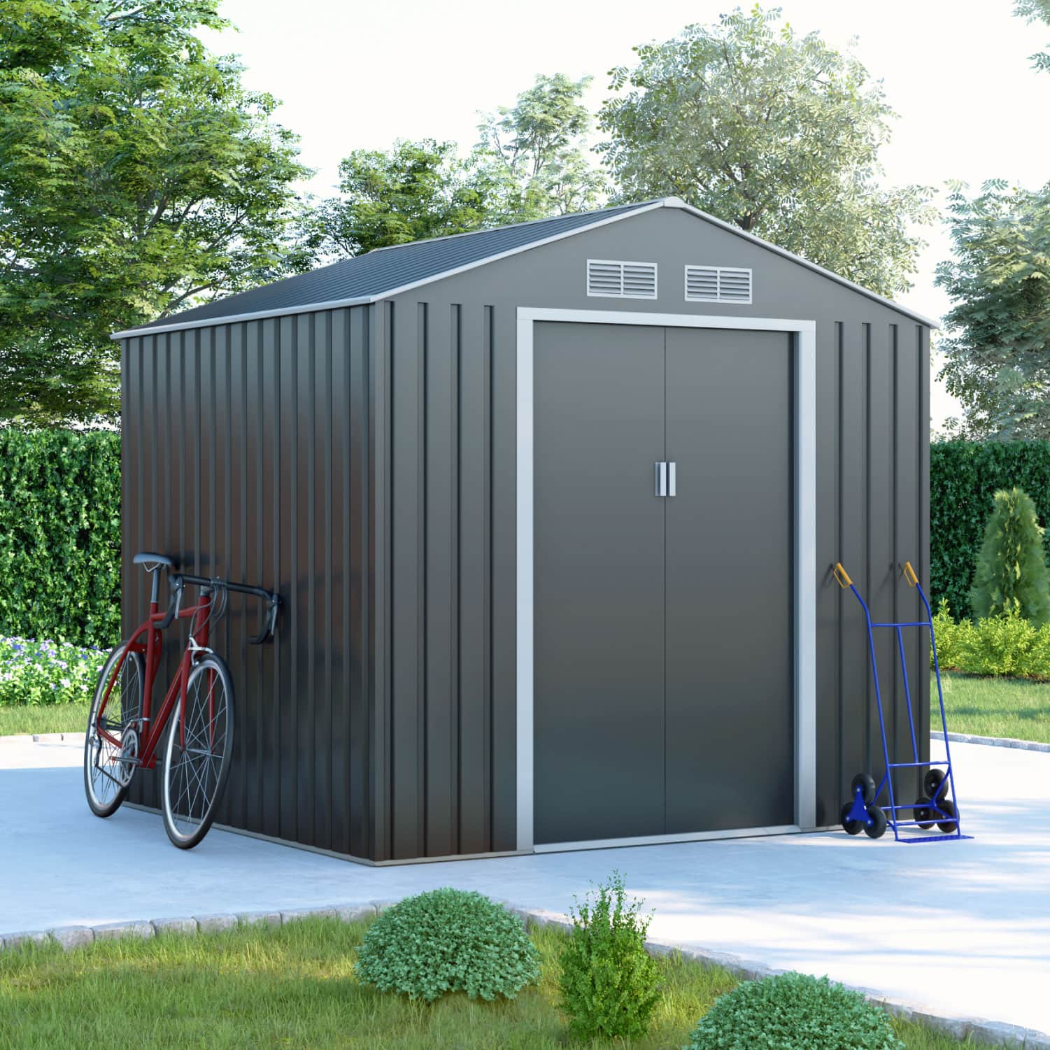 BillyOh Portland Apex Metal Shed Including Foundation Kit - 7 x 6