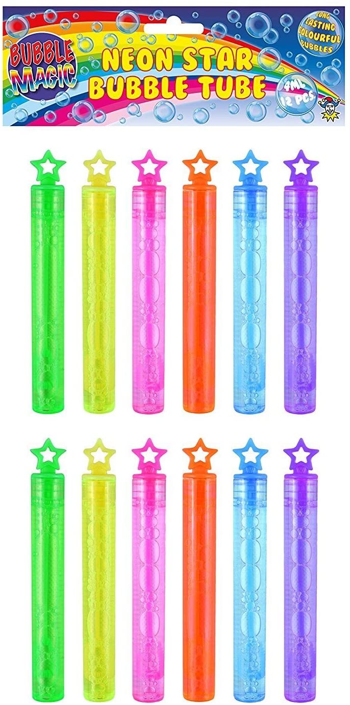 HENBRANDT Neon Bubble Tubes with Star Topper, Pack of 12 - Pack of 12