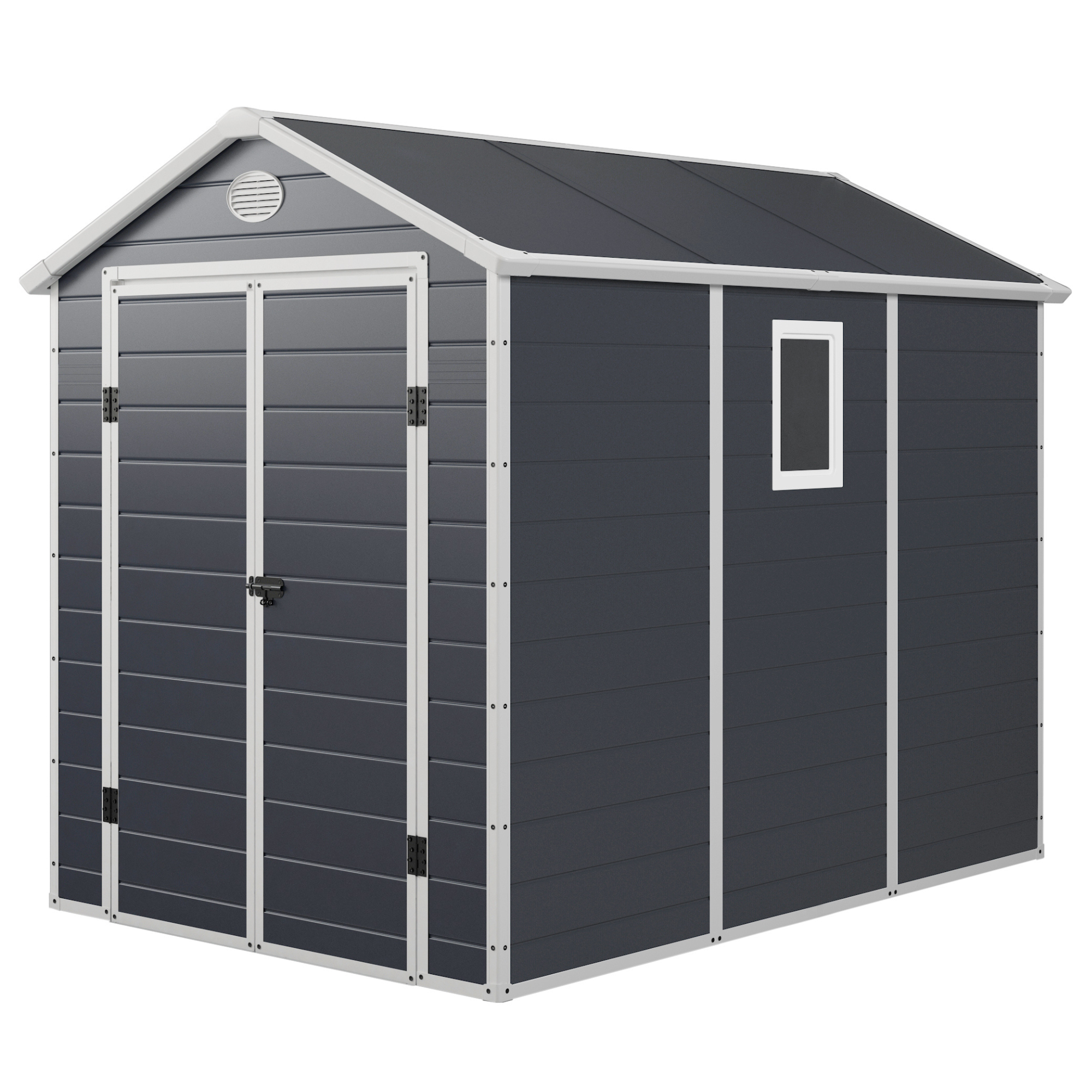 BillyOh Kingston Apex Plastic Shed Light Grey With Floor  - 6x9 Grey