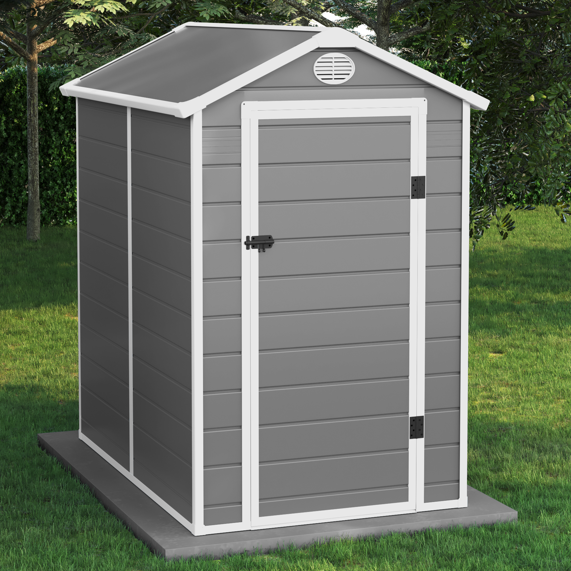 Billyoh Kingston Apex Plastic Shed Light Grey With Floor 4x3 Grey