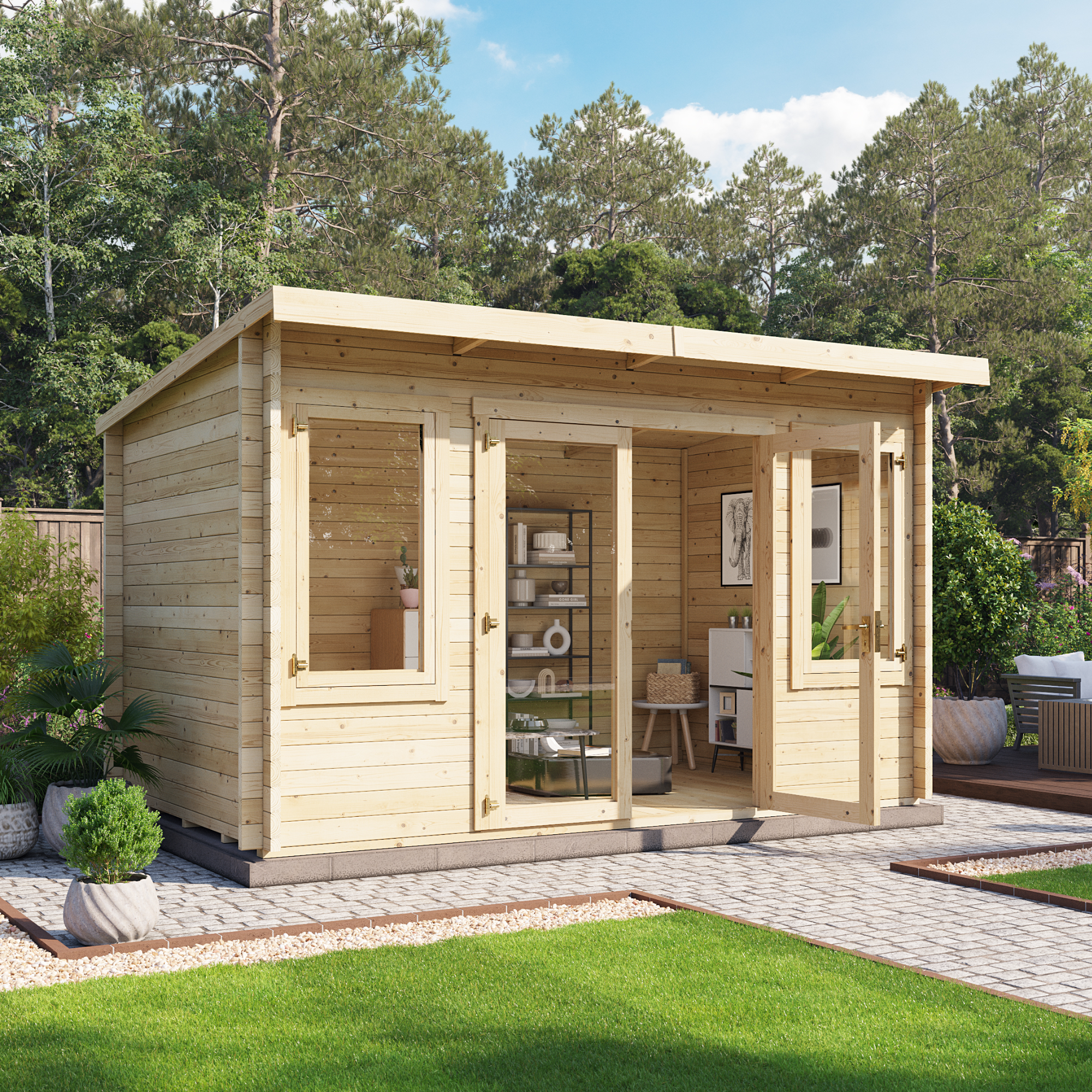 4 X 2 5 Log Cabin Summerhouse Billyoh Fraya Pent Log Cabin 44mm Thickness Wooden Log Cabin Summer House 4m X 2 5m