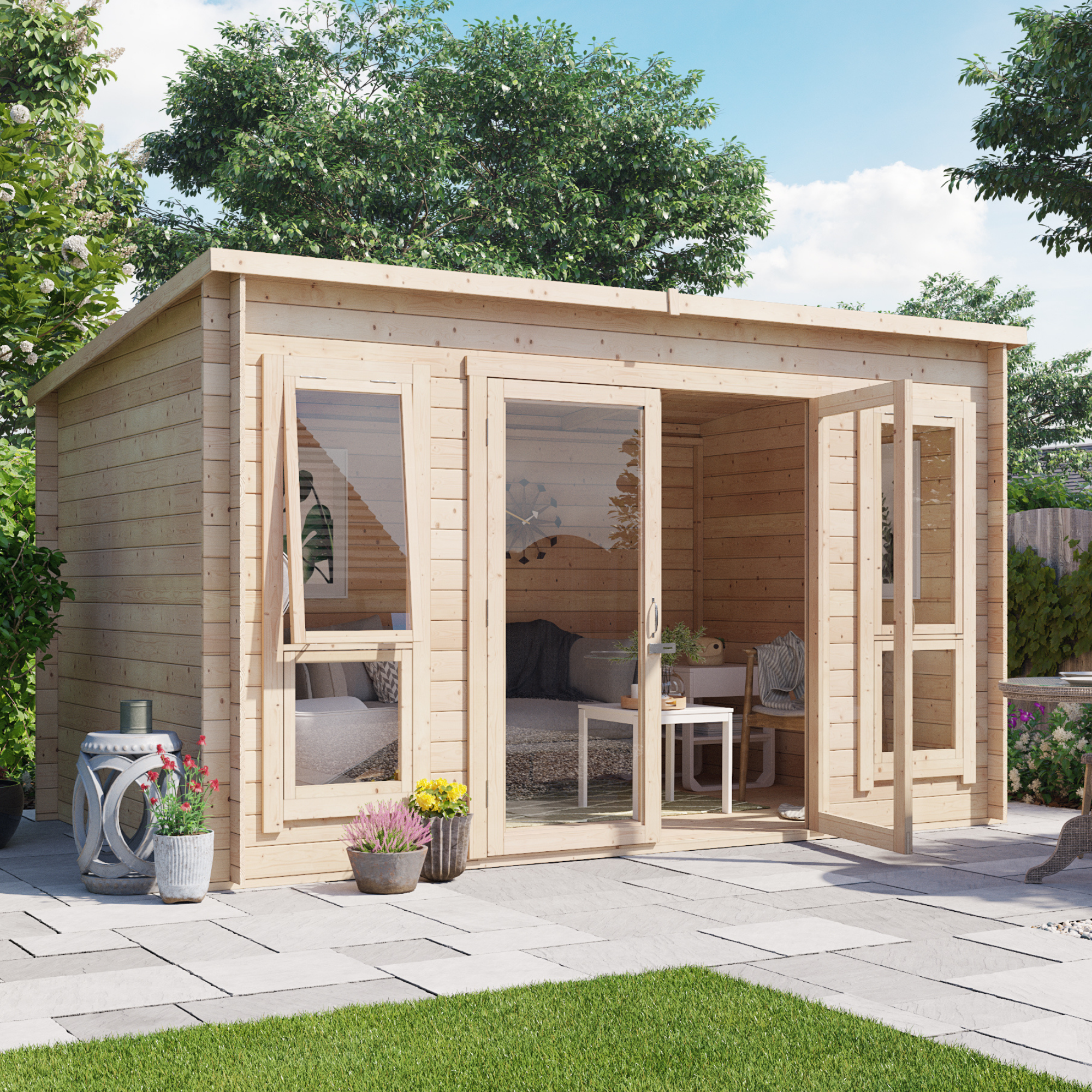 12 x 8 Pressure Treated Log Cabin - BillyOh Carmen Log Cabin Summerhouse - 28mm