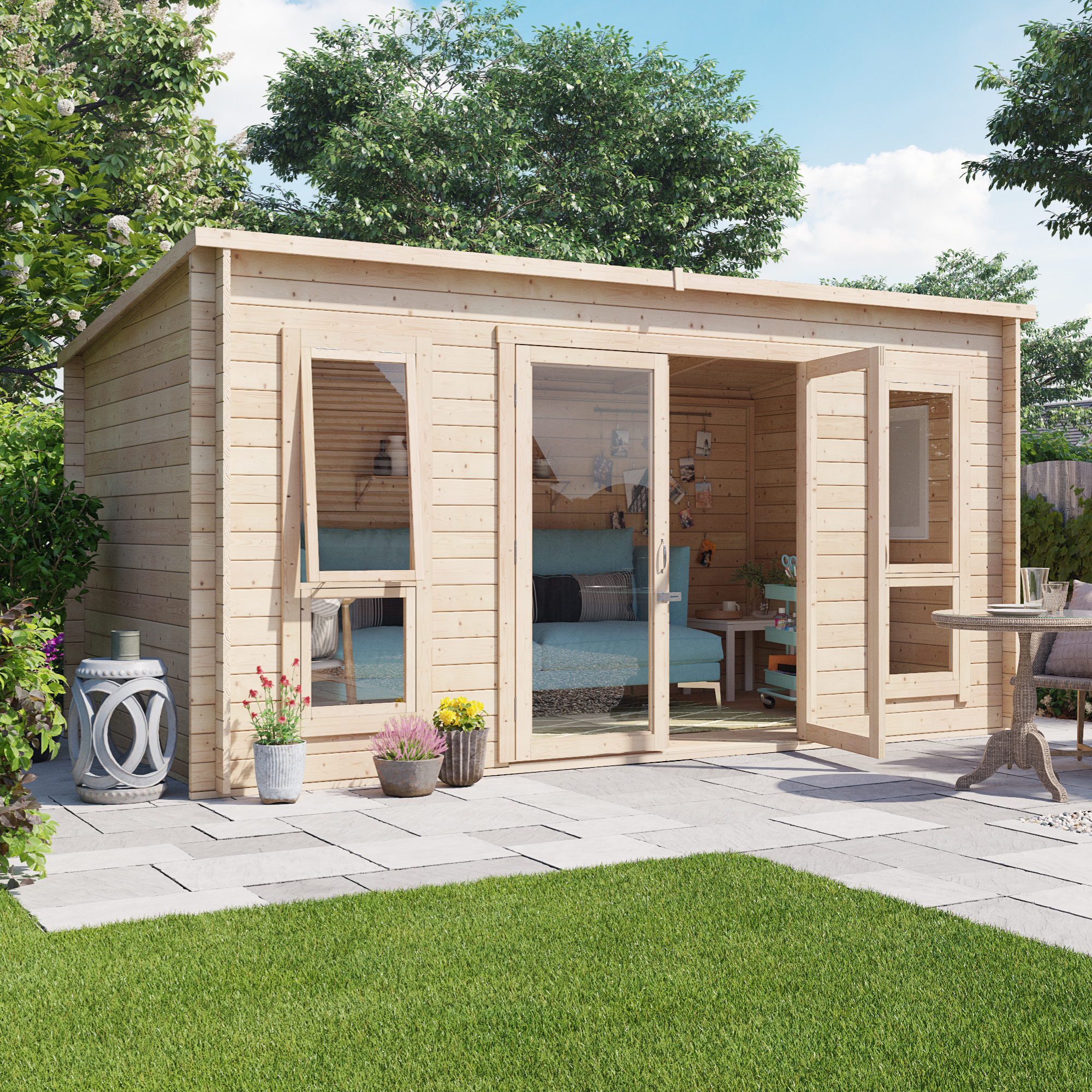 14 x 8 Pressure Treated Log Cabin - BillyOh Carmen Log Cabin Summerhouse - 28mm