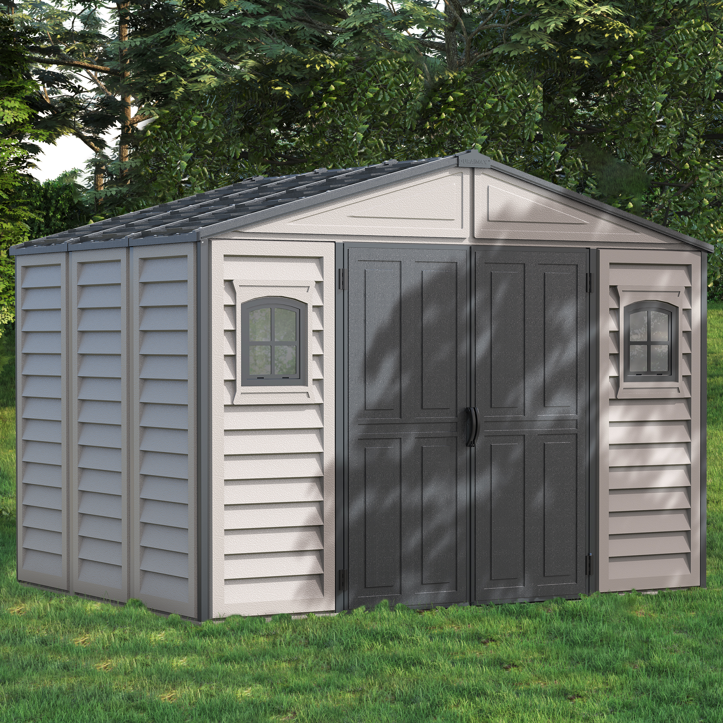 BillyOh WoodBridge II Plus 10x8ft Apex Plastic Shed with Foundation Kit - 10x8ft