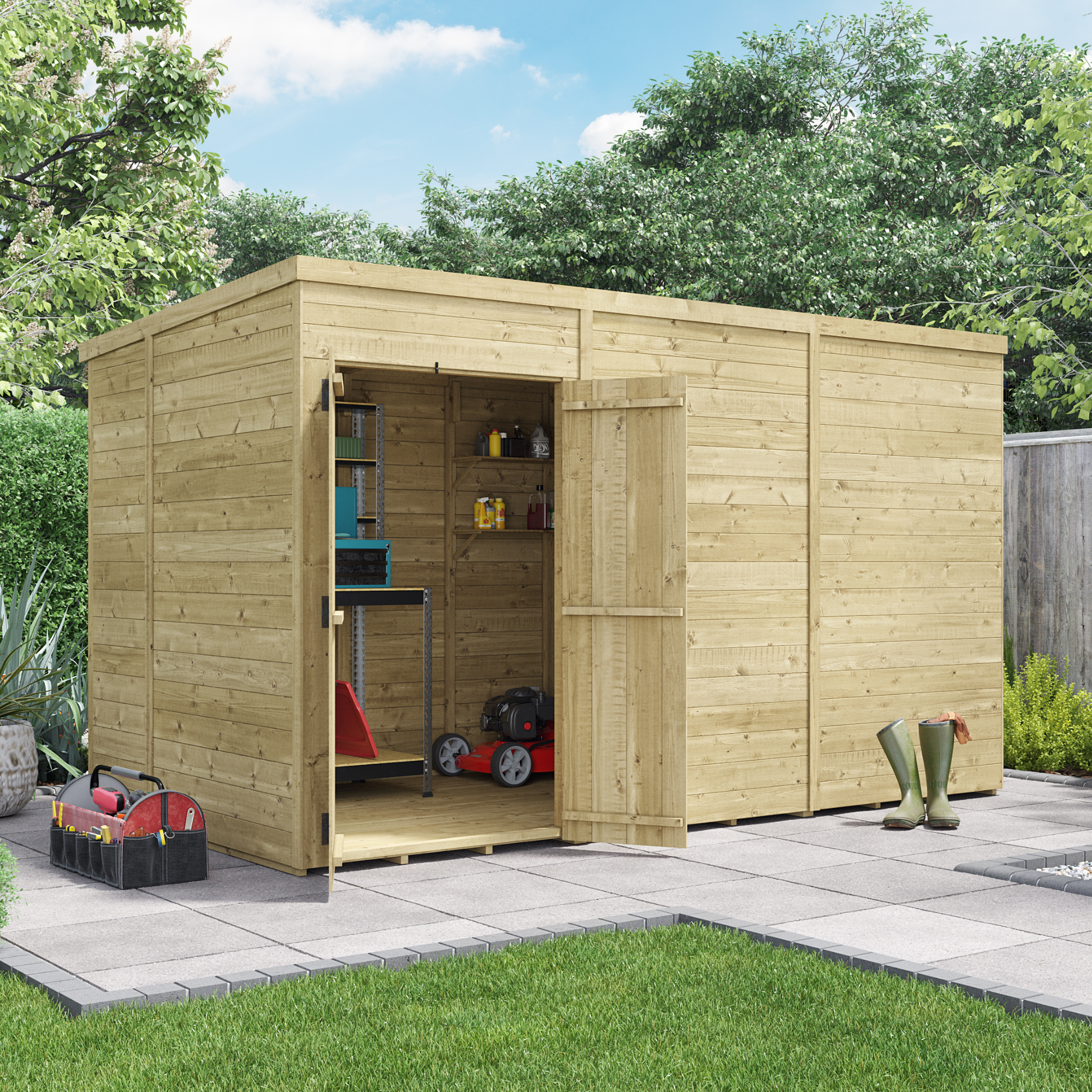 BillyOh Switch Tongue and Groove Pent Shed - 12x6 Windowless 15mm