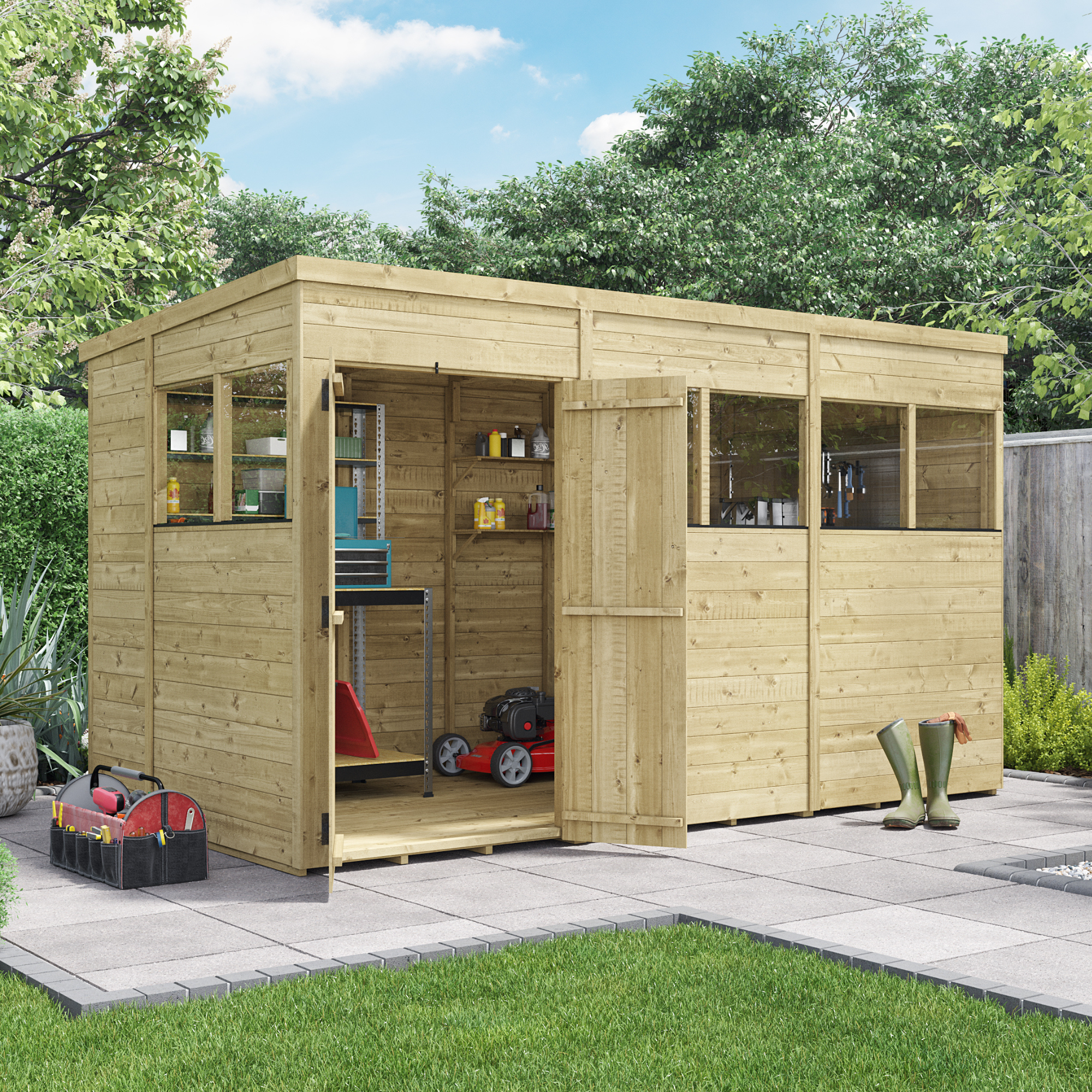BillyOh Switch Tongue and Groove Pent Shed - 12x6 Windowed
