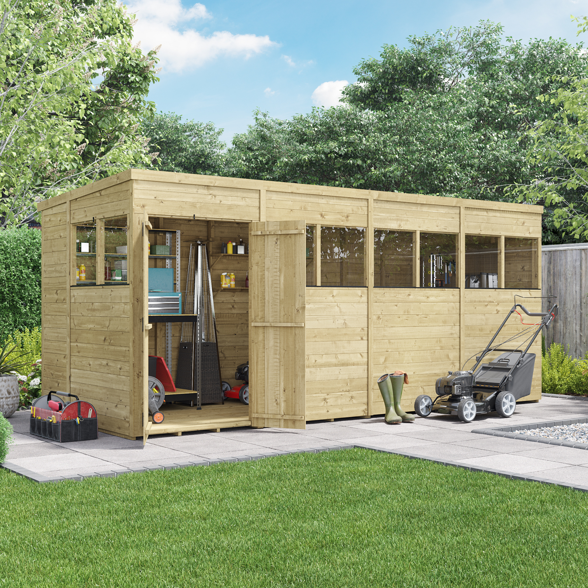 BillyOh Switch Tongue and Groove Pent Shed - 16x6 Windowed