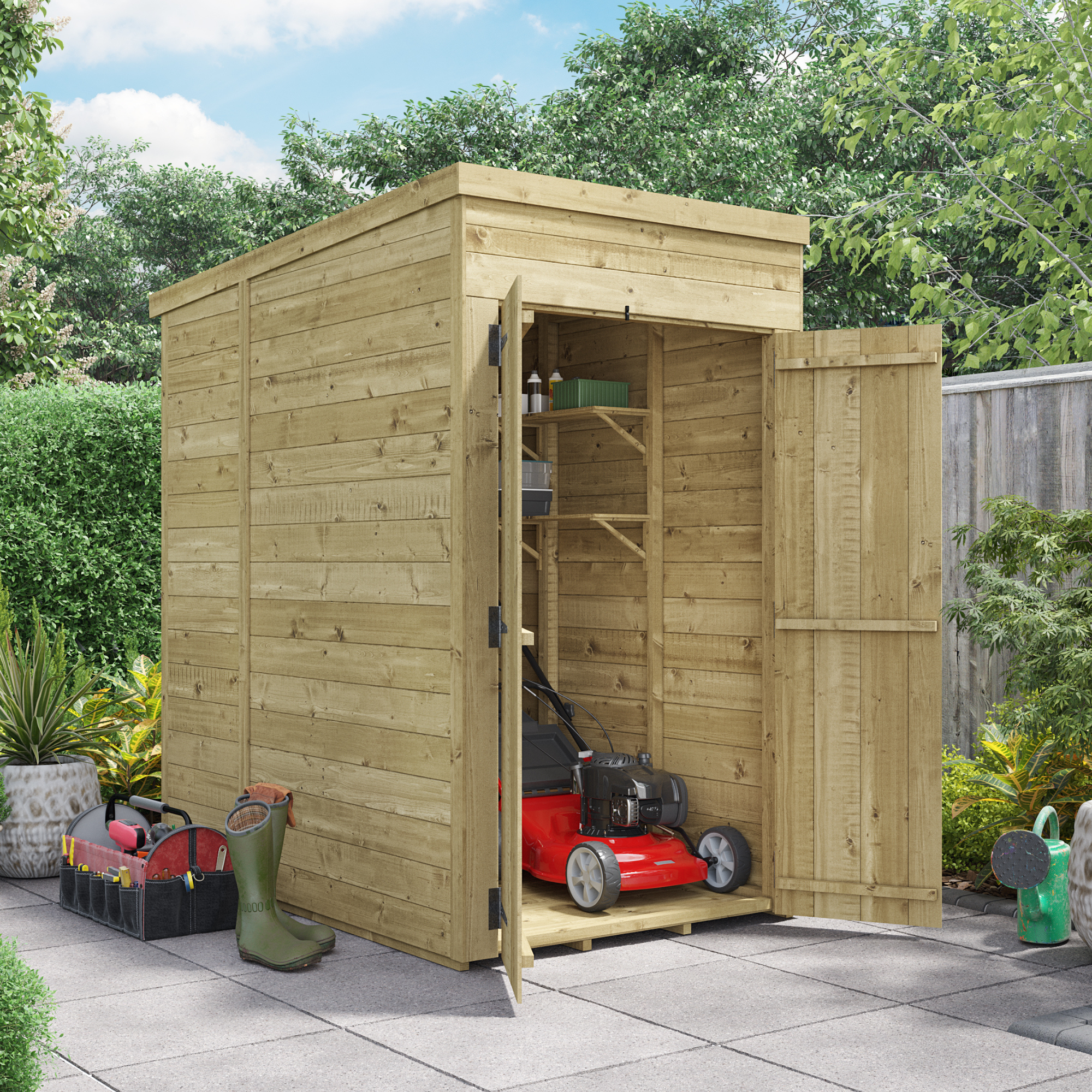 BillyOh Switch Tongue and Groove Pent Wooden Shed - 4x6 Windowless 15mm Garden Shed - 4 x 6ft Shed
