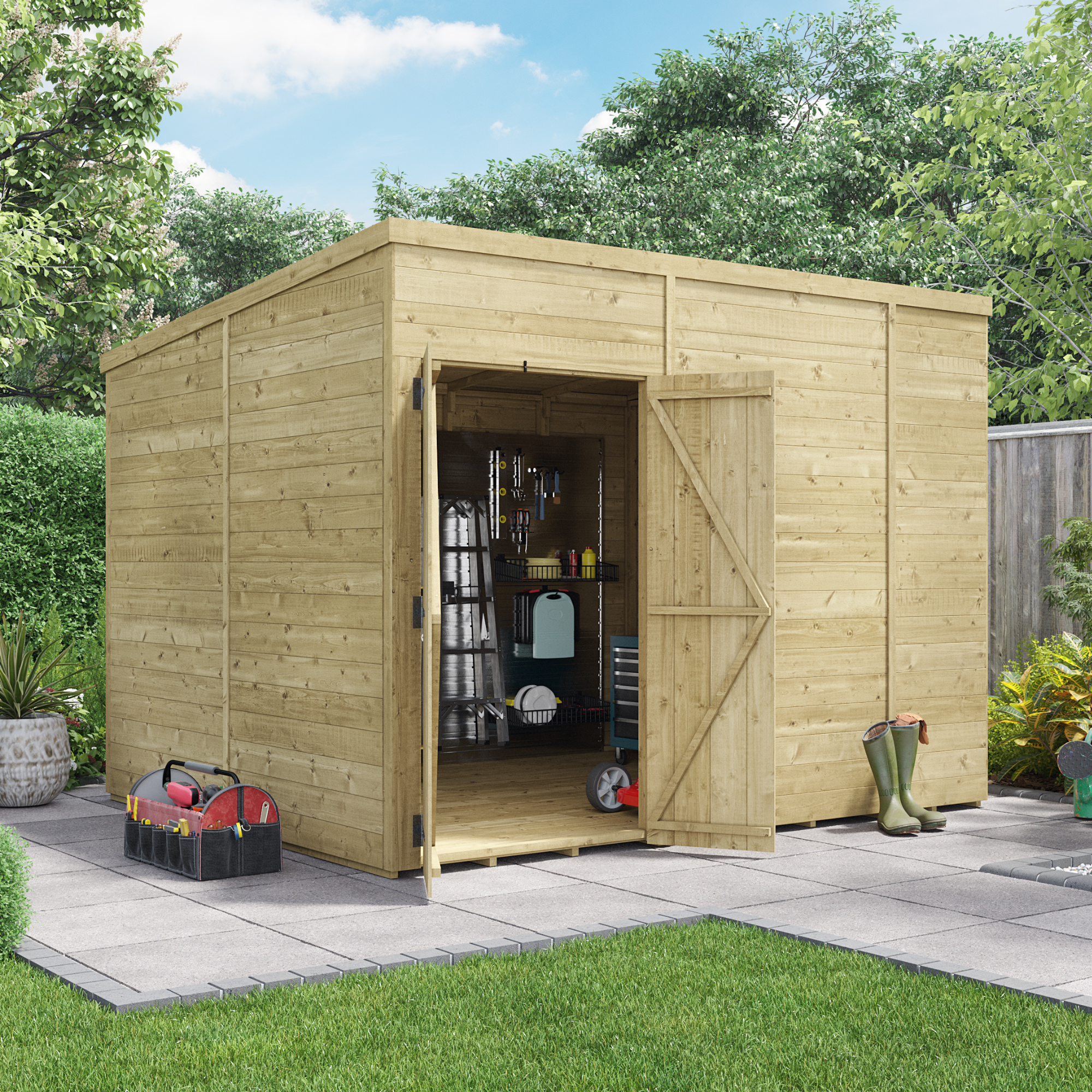 BillyOh Switch Tongue and Groove Pent Shed - 10x8 Windowless 15mm