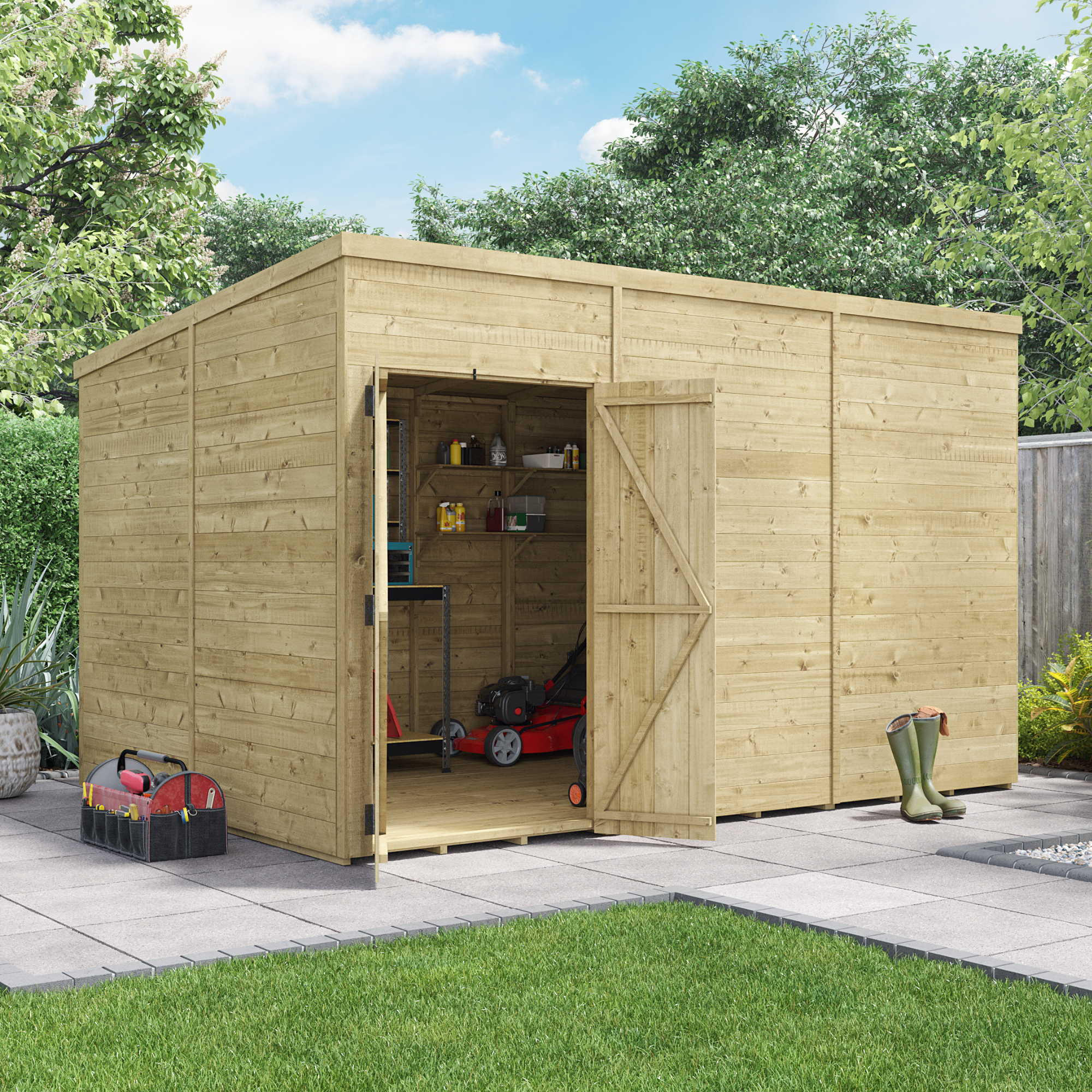 BillyOh Switch Tongue and Groove Pent Shed - 12x8 Windowless