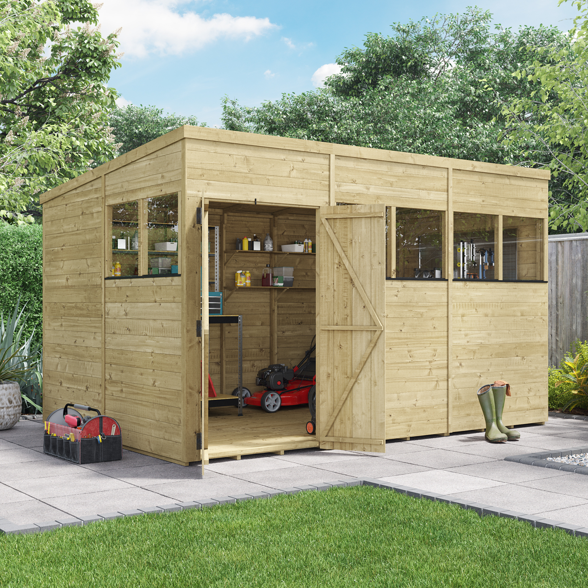 BillyOh Switch Tongue and Groove Pent Shed - 12x8 Windowed