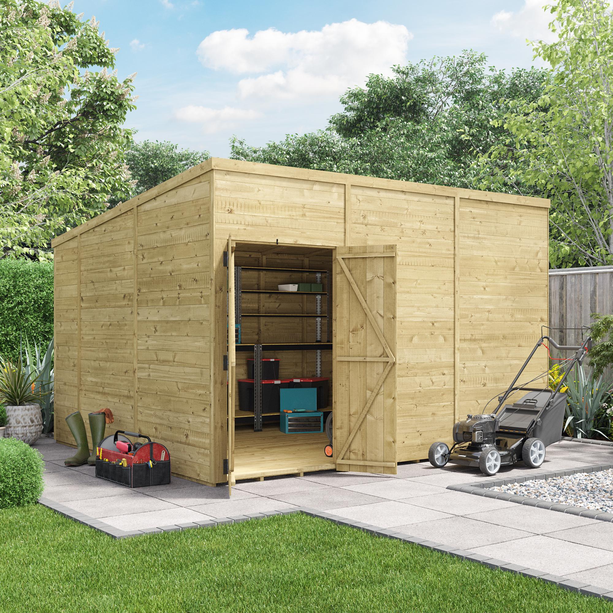 BillyOh Switch Tongue and Groove Pent Shed - 12x10 Windowless 11mm
