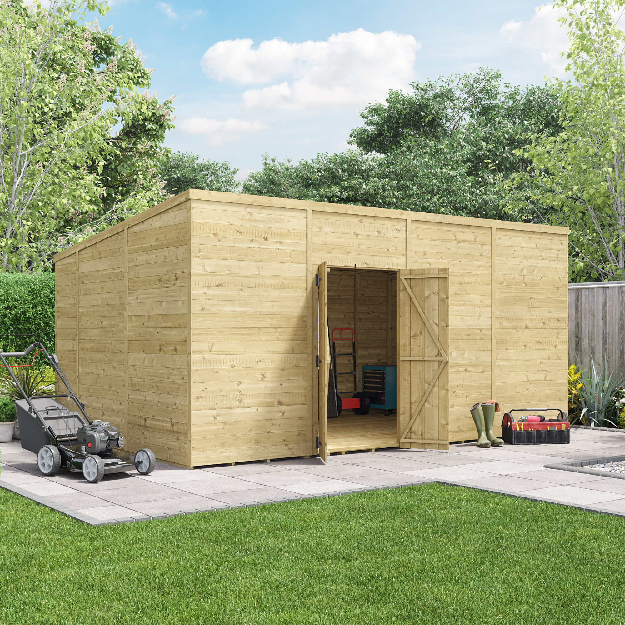 BillyOh Switch Tongue and Groove Pent Shed - 16x10 Windowless 15mm