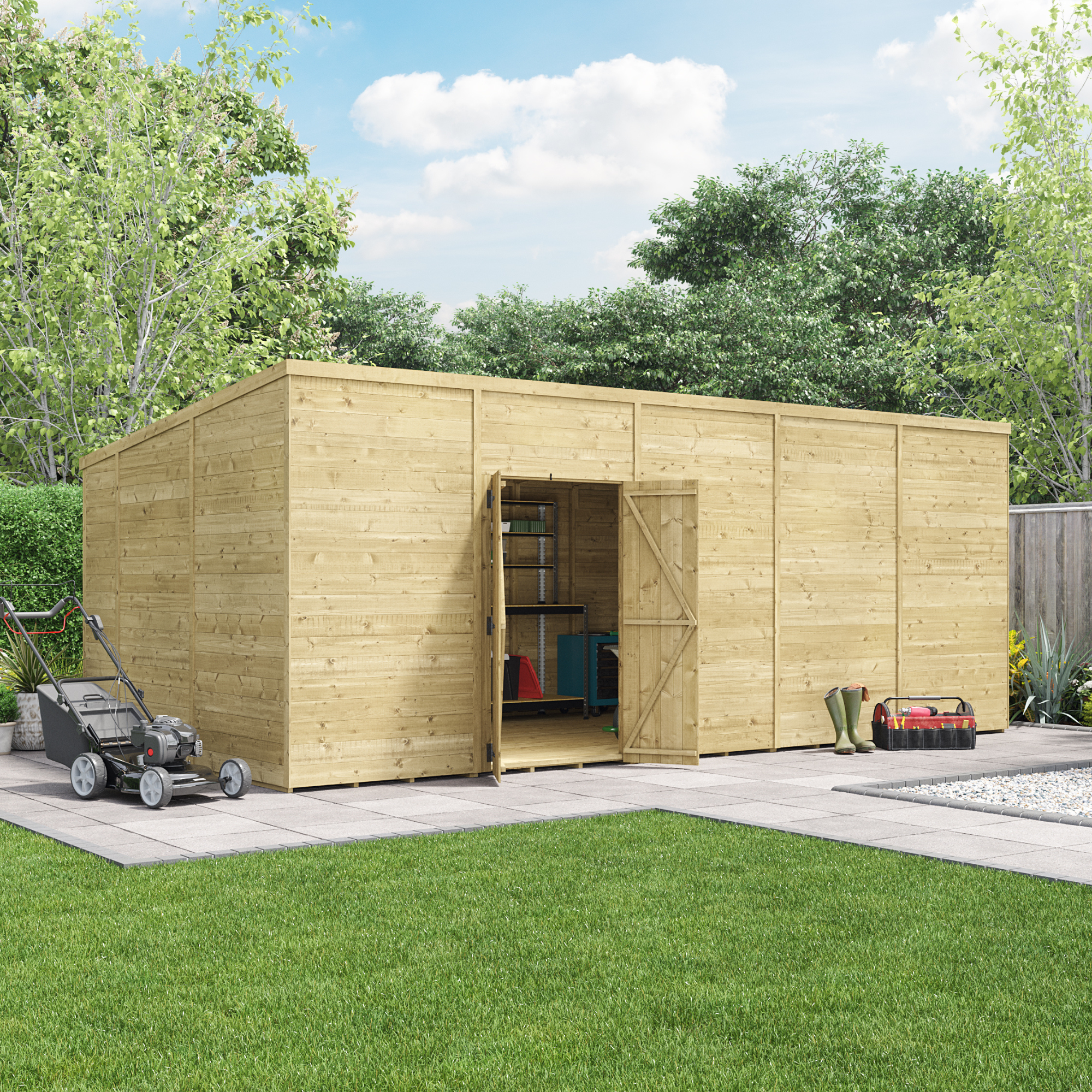 BillyOh Switch Tongue and Groove Pent Shed - 20x10 Windowless 15mm