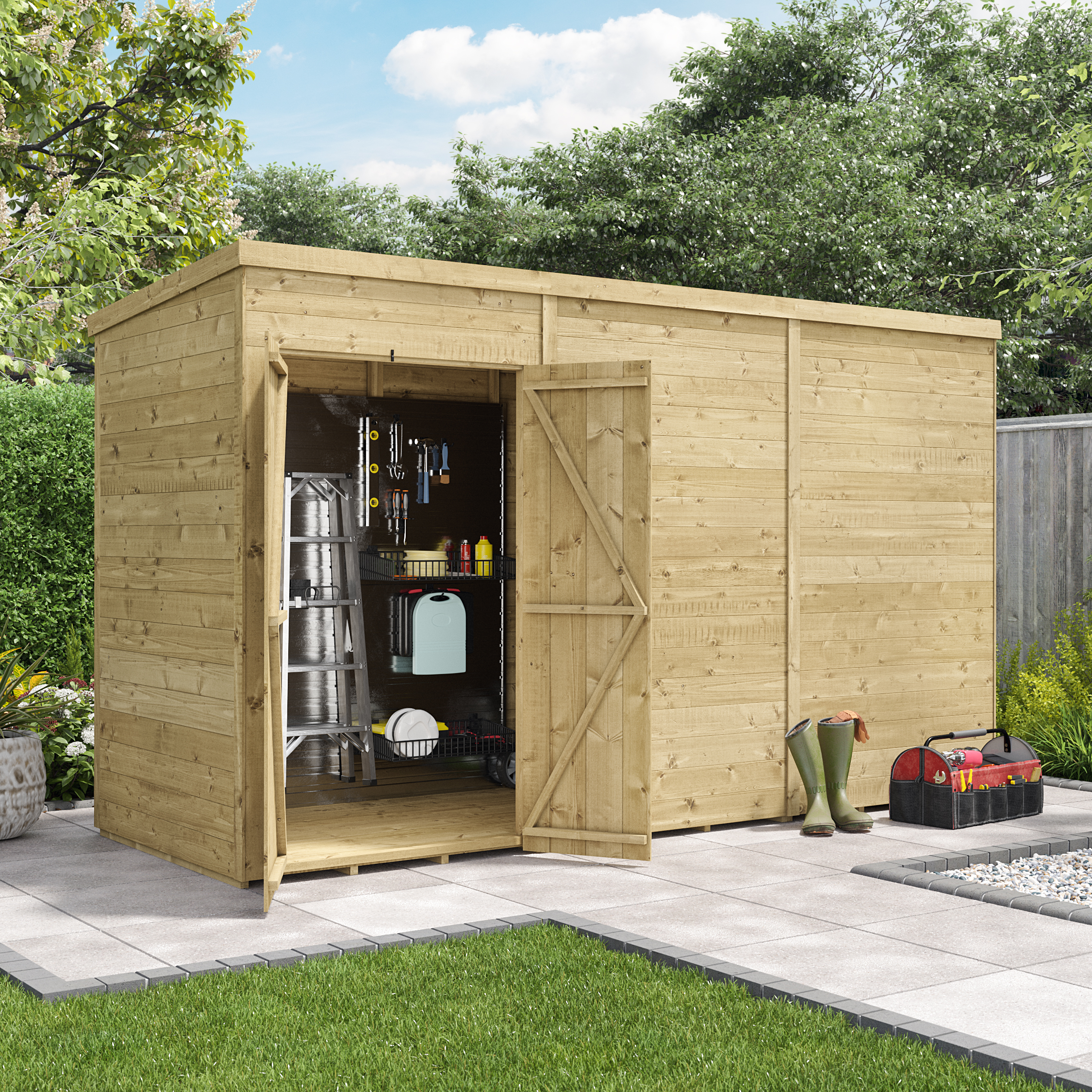 BillyOh Switch Tongue and Groove Pent Shed - 12x4 Windowless 11mm