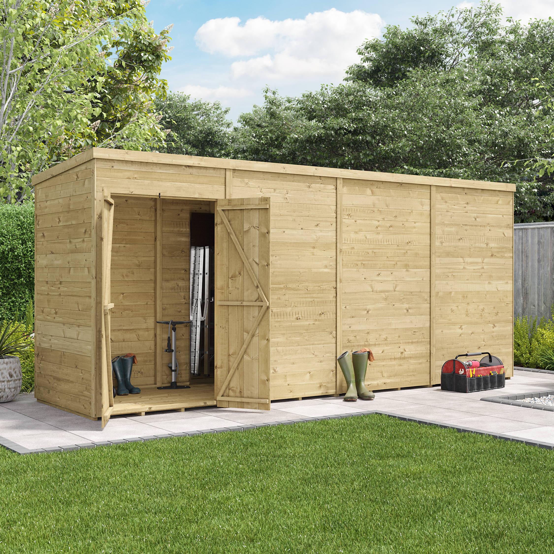 BillyOh Switch Tongue and Groove Pent Shed - 16x4 Windowless 11mm