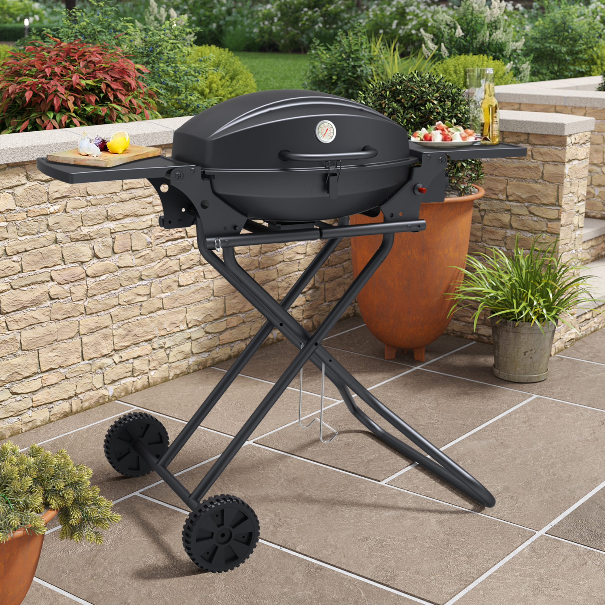 BillyOh Tennessee Black Portable Gas BBQ with Trolley Includes Cover & Regulator - BBQ with Trolley - Black