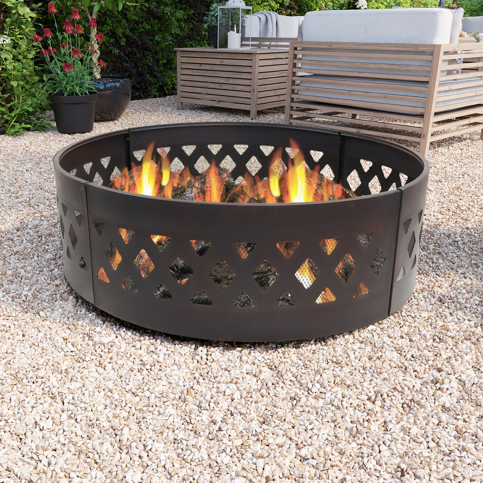 Image of BillyOh Alaska Metal Campfire Fire Pit Ring - Campfire Ring