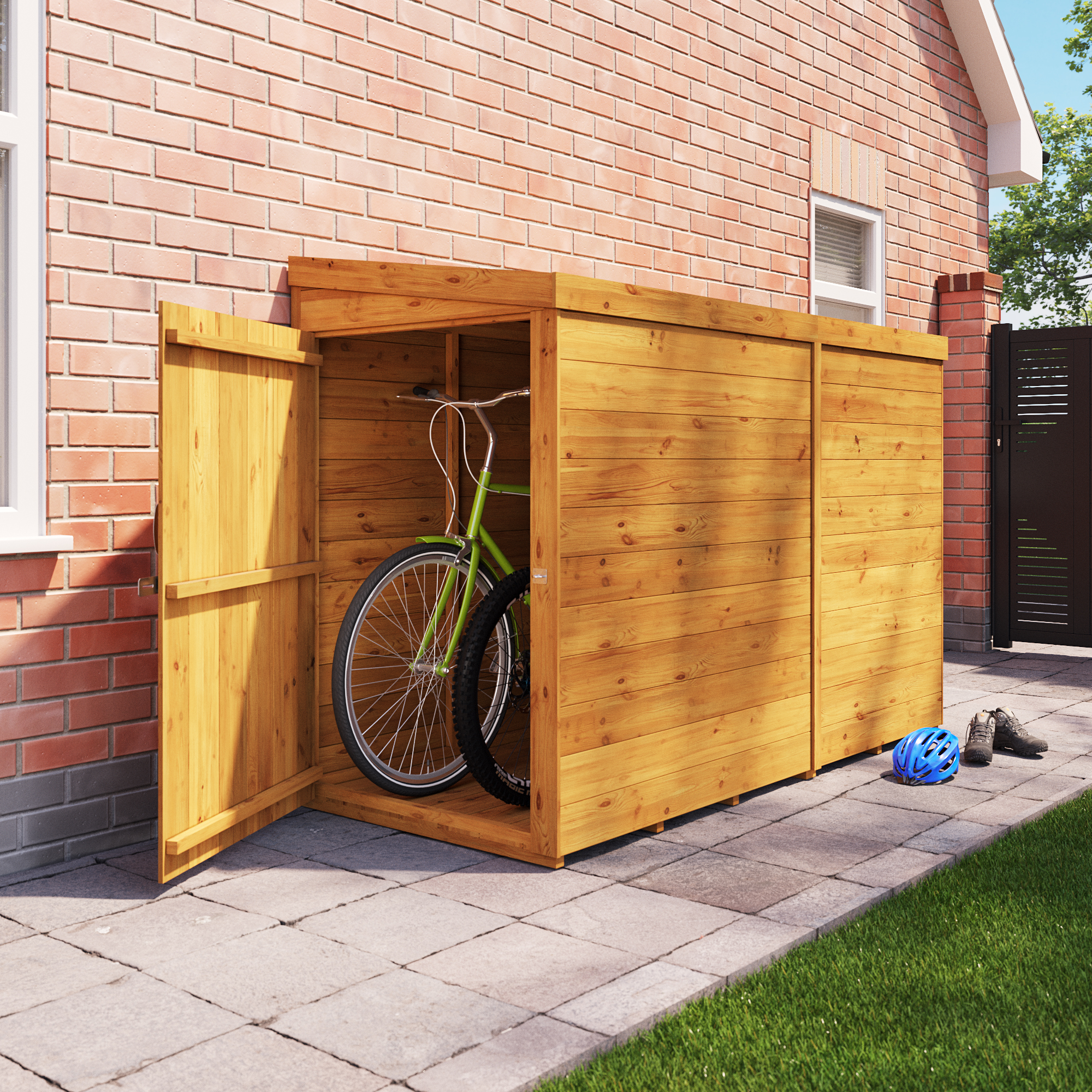BillyOh Mini Expert Pent Tongue and Groove Bike Shed - 7x3 Single Door