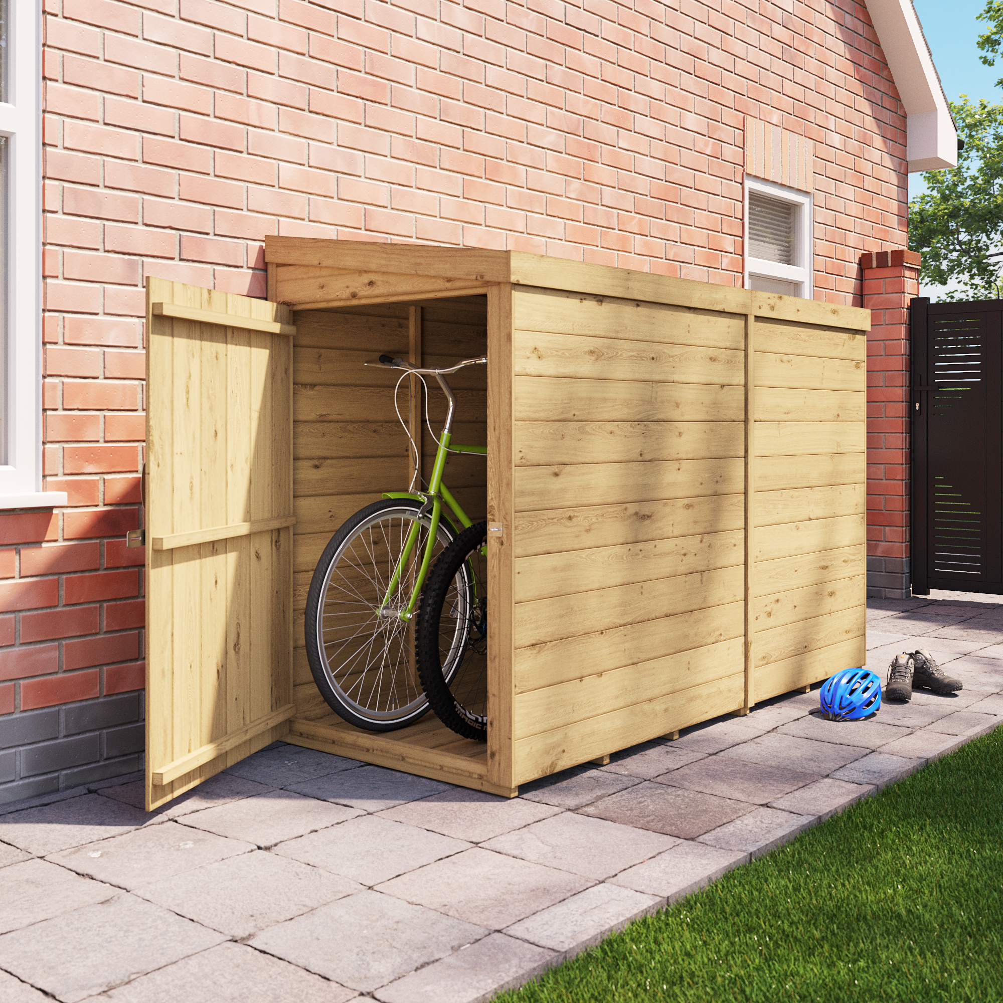 BillyOh Mini Expert Pent Tongue and Groove Bike Shed - PT-7x3 Single Door