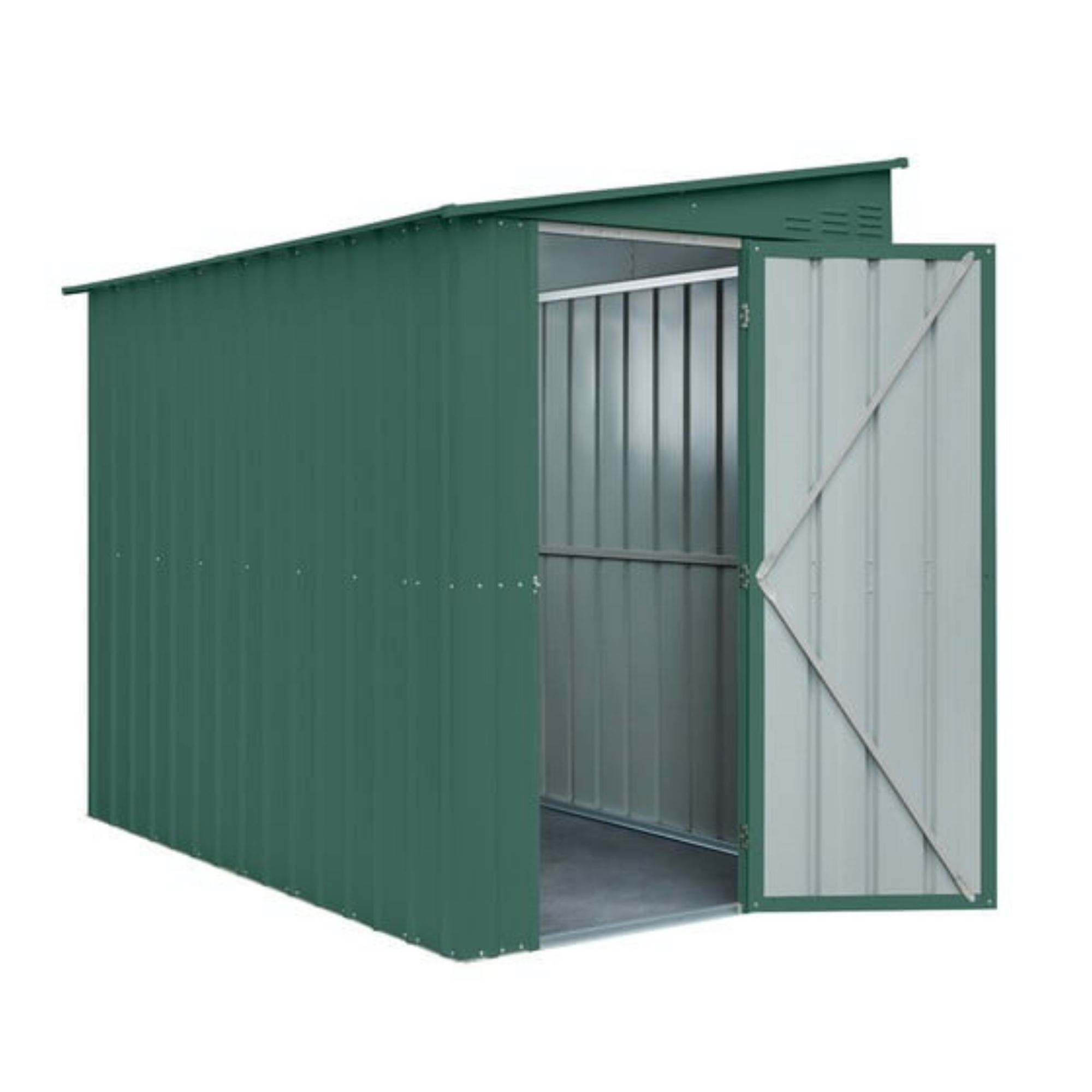 4x8 Lotus Lean To Metal Shed Green