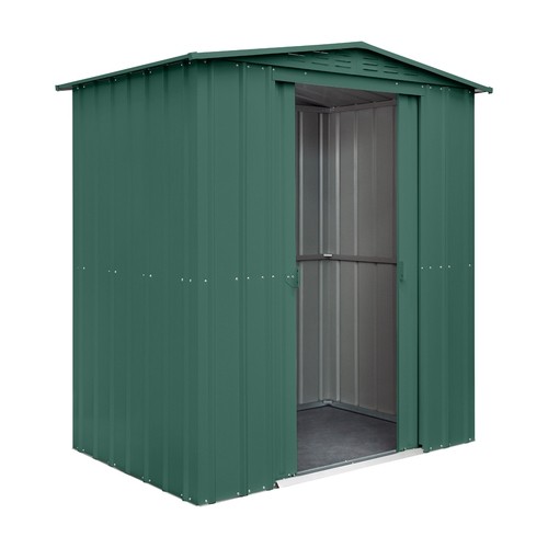 Globel Apex Metal Shed  - 6x5 Green at Garden Buildings Direct