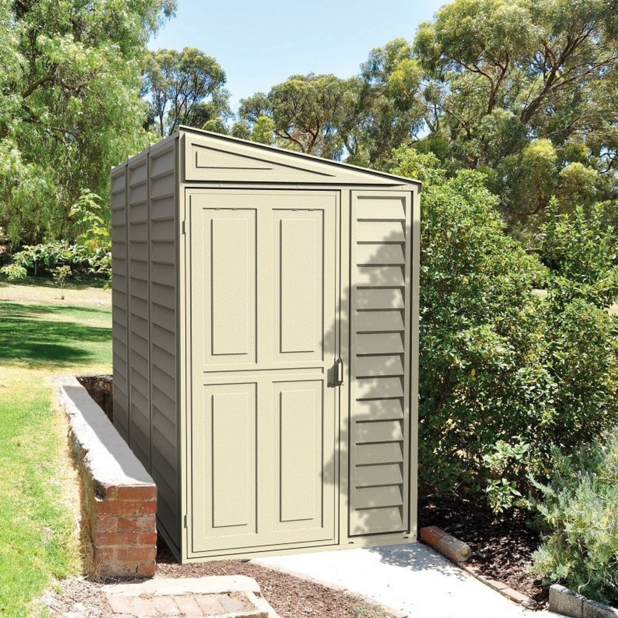 4x8 Saffron Lean-To Vinyl Shed | Foundation Kit Included