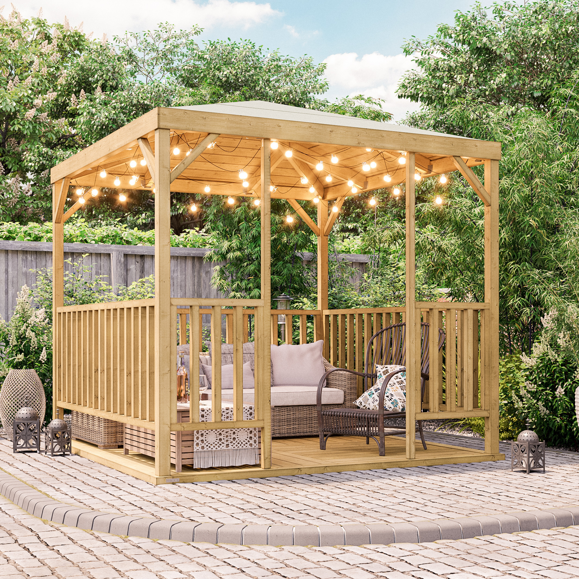 BillyOh Quadra Wooden Gazebo - PT-2.5m x 2.5m - With Railing