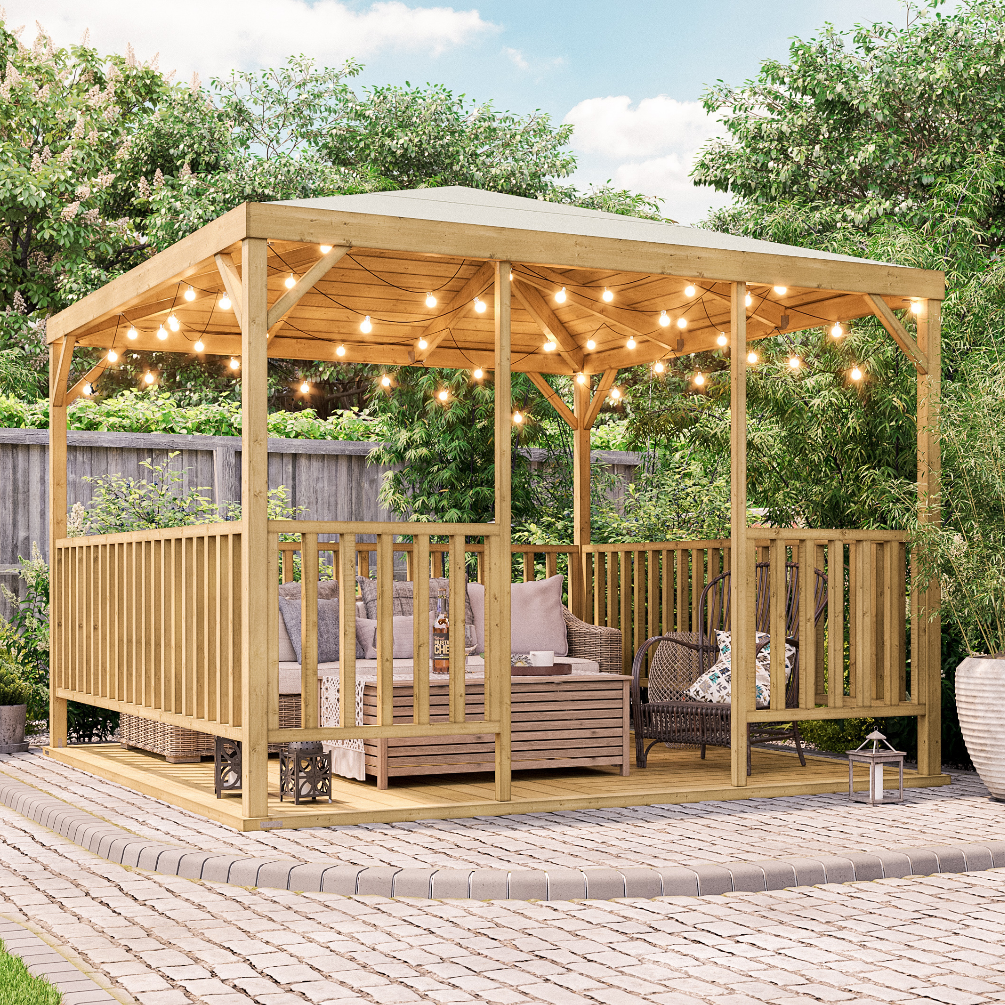 BillyOh Quadra Wooden Gazebo - PT-3.0m x 3.0m - With Railing